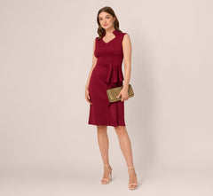 Sleeveless Queen Anne Sheath Dress In Crimson Haze
