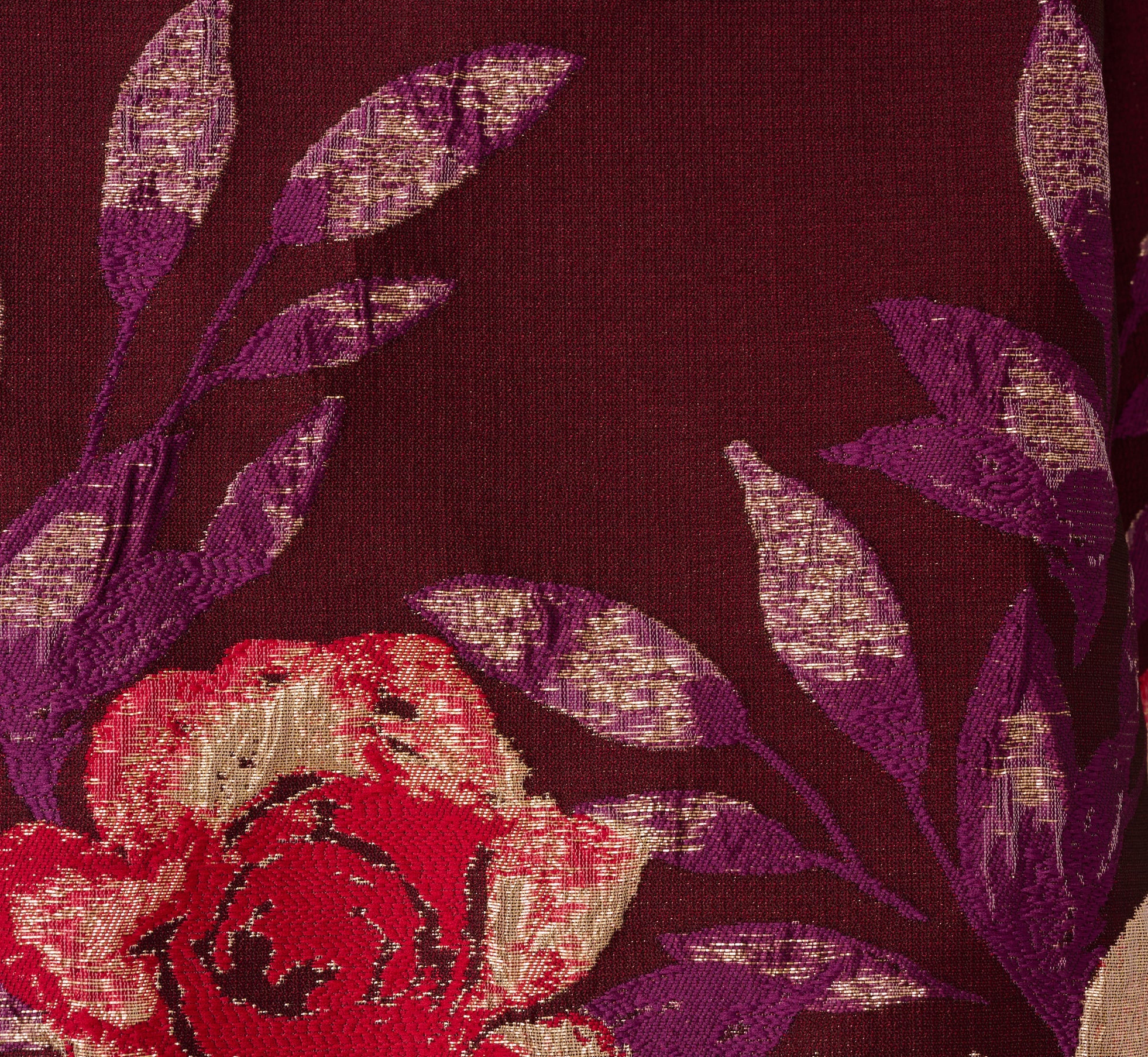 Plus Size Sleeveless Floral Border Jacquard Midi Dress In Plum Multi