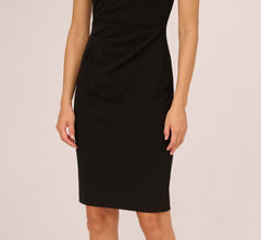 Cap Sleeve Pearly Trim Sheath Dress In Black Ivory