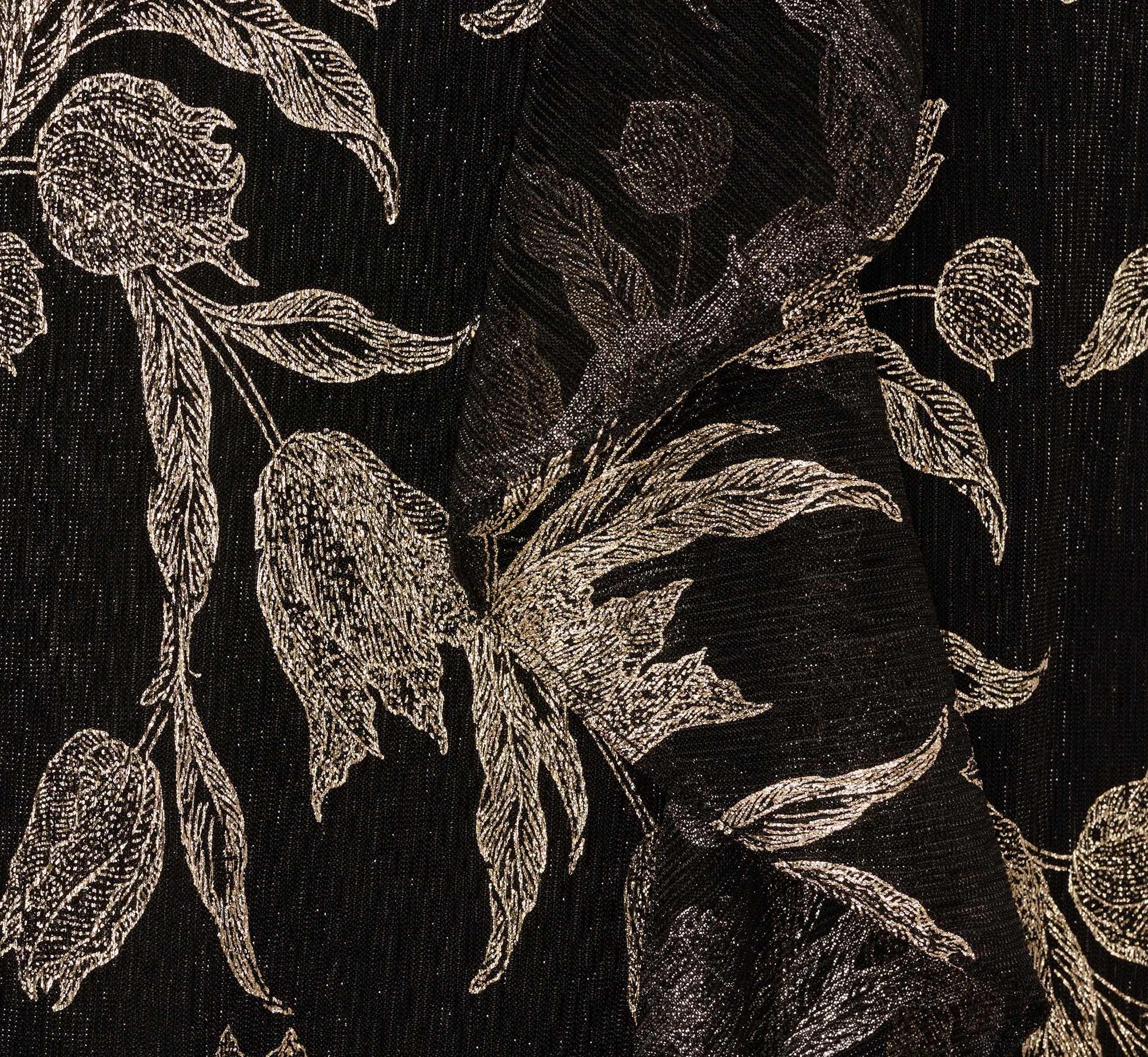 Foil Floral Trapeze Halter Dress In Black Gold