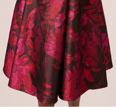 Sleeveless Chrysanthemum Floral Jacquard Midi Dress In Pink Multi