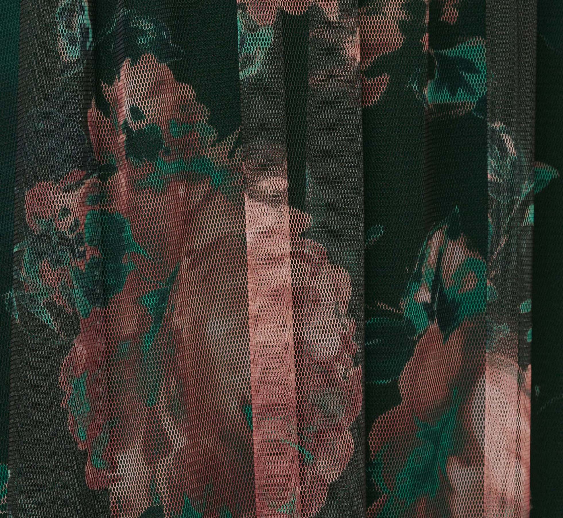 Flutter Sleeve Floral Tulle Maxi Dress In Hunter Multi