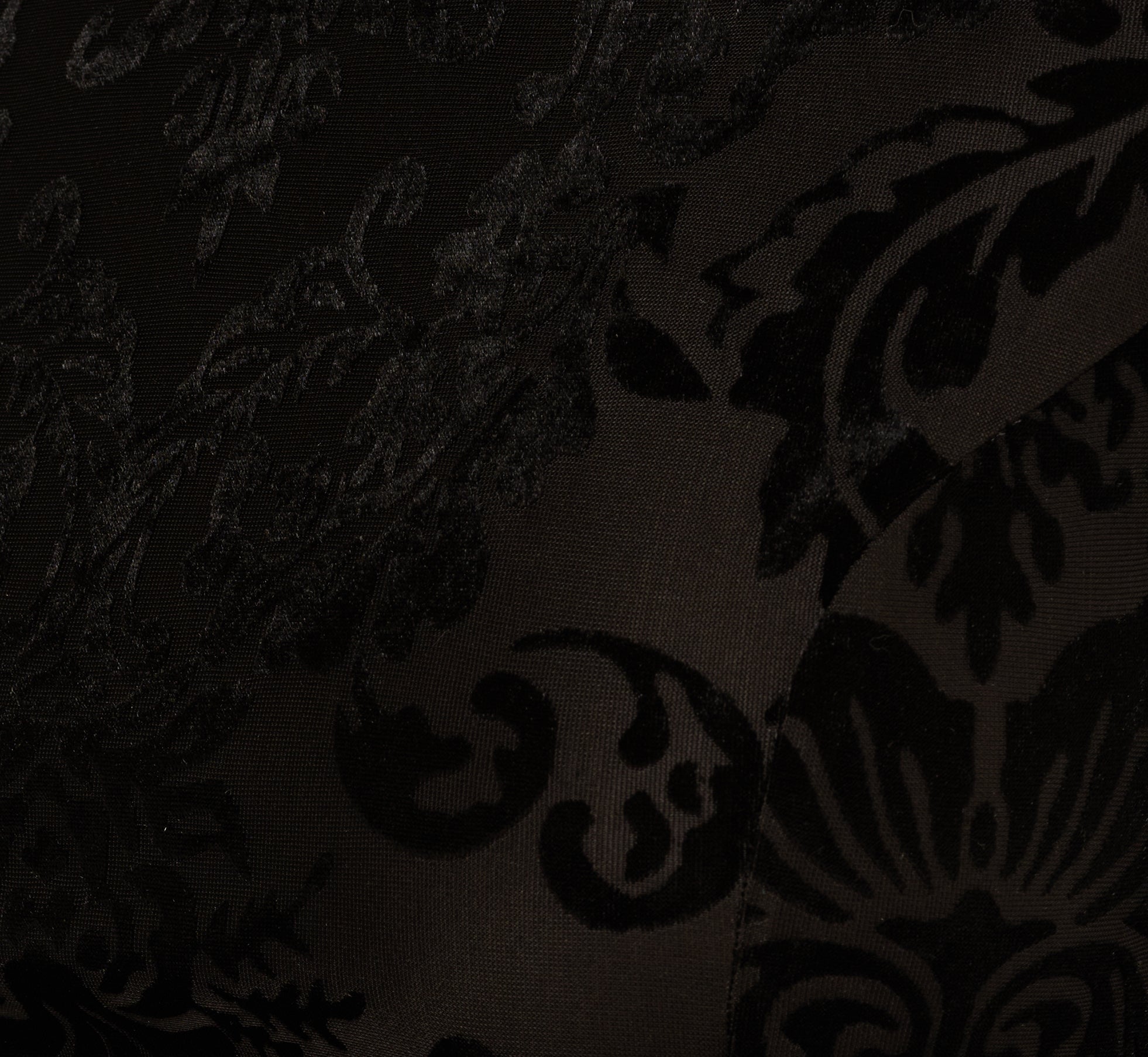 Long Sleeve Damask Burnout Velvet Midi Dress In Black