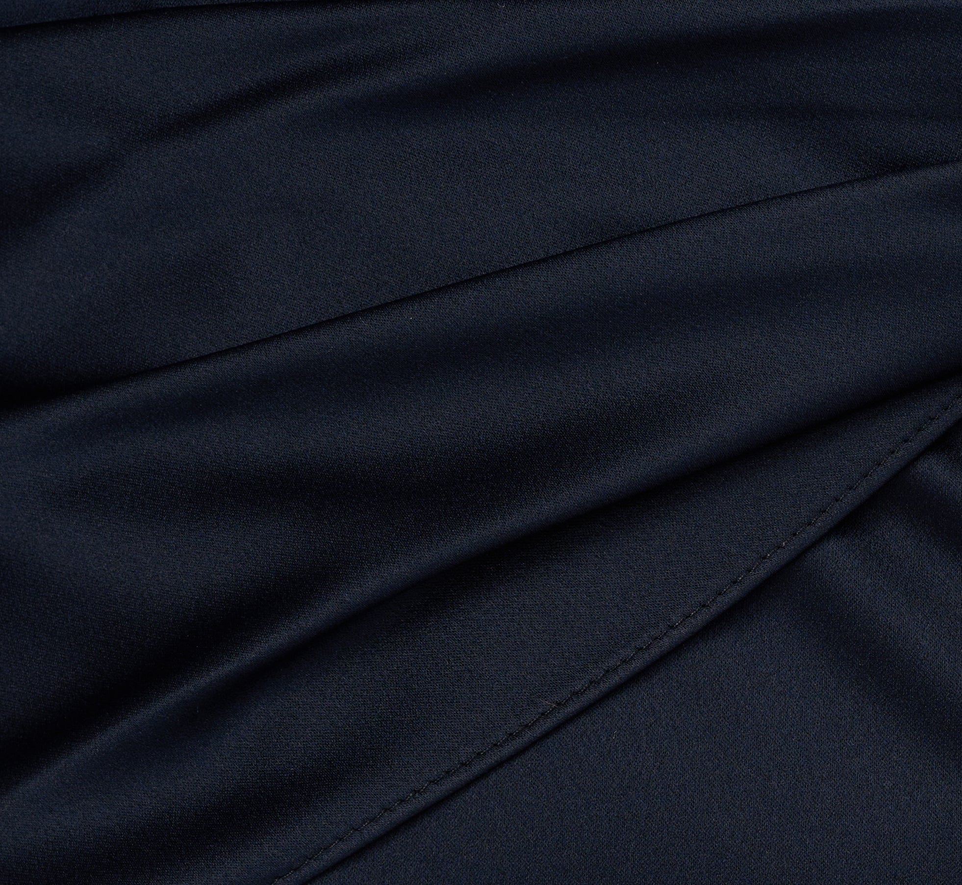 Three Quarter Sleeve Draped Satin Sheath Dress In Dark Navy
