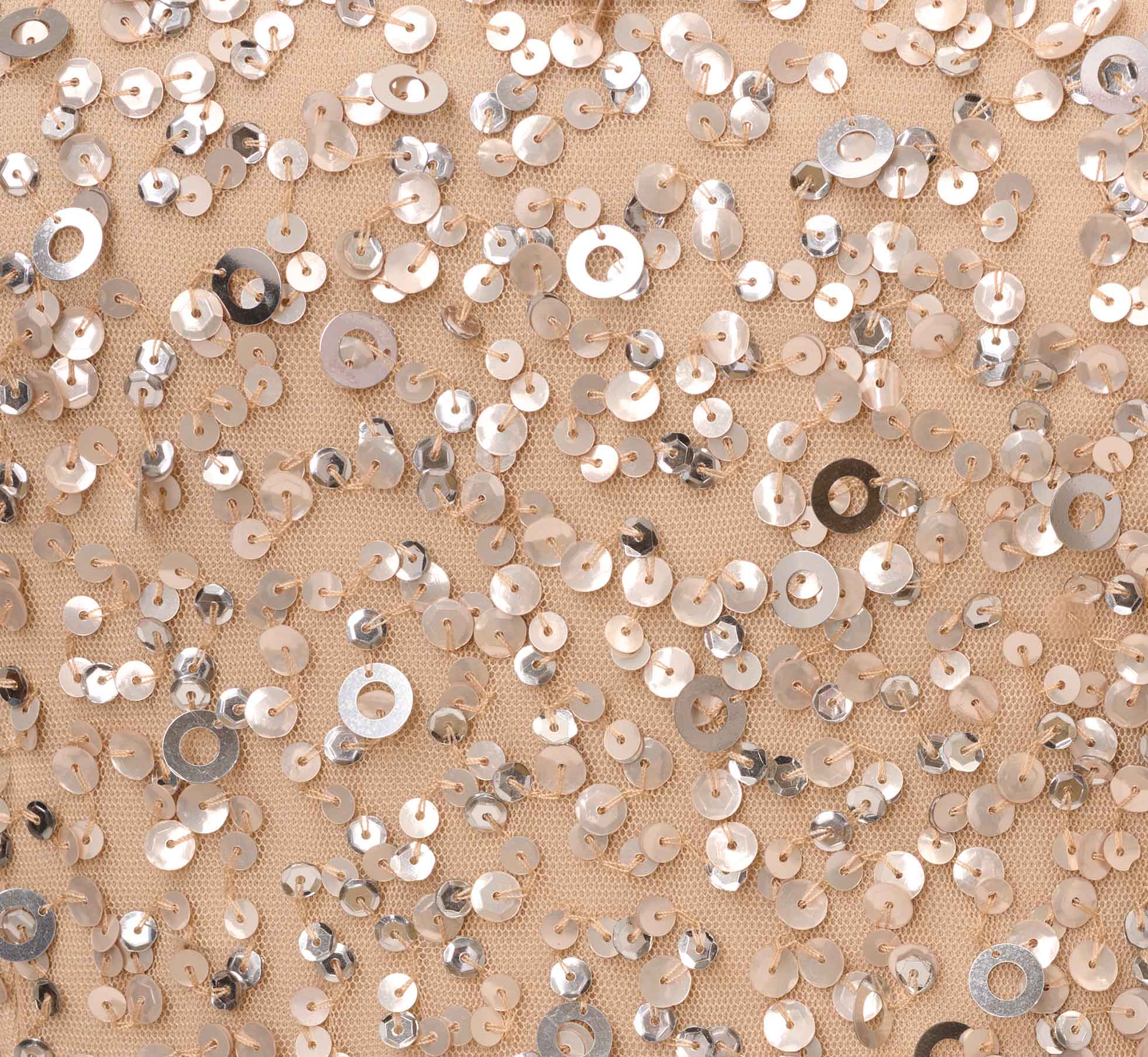 Off The Shoulder Sequin Beaded Gown In Champagne