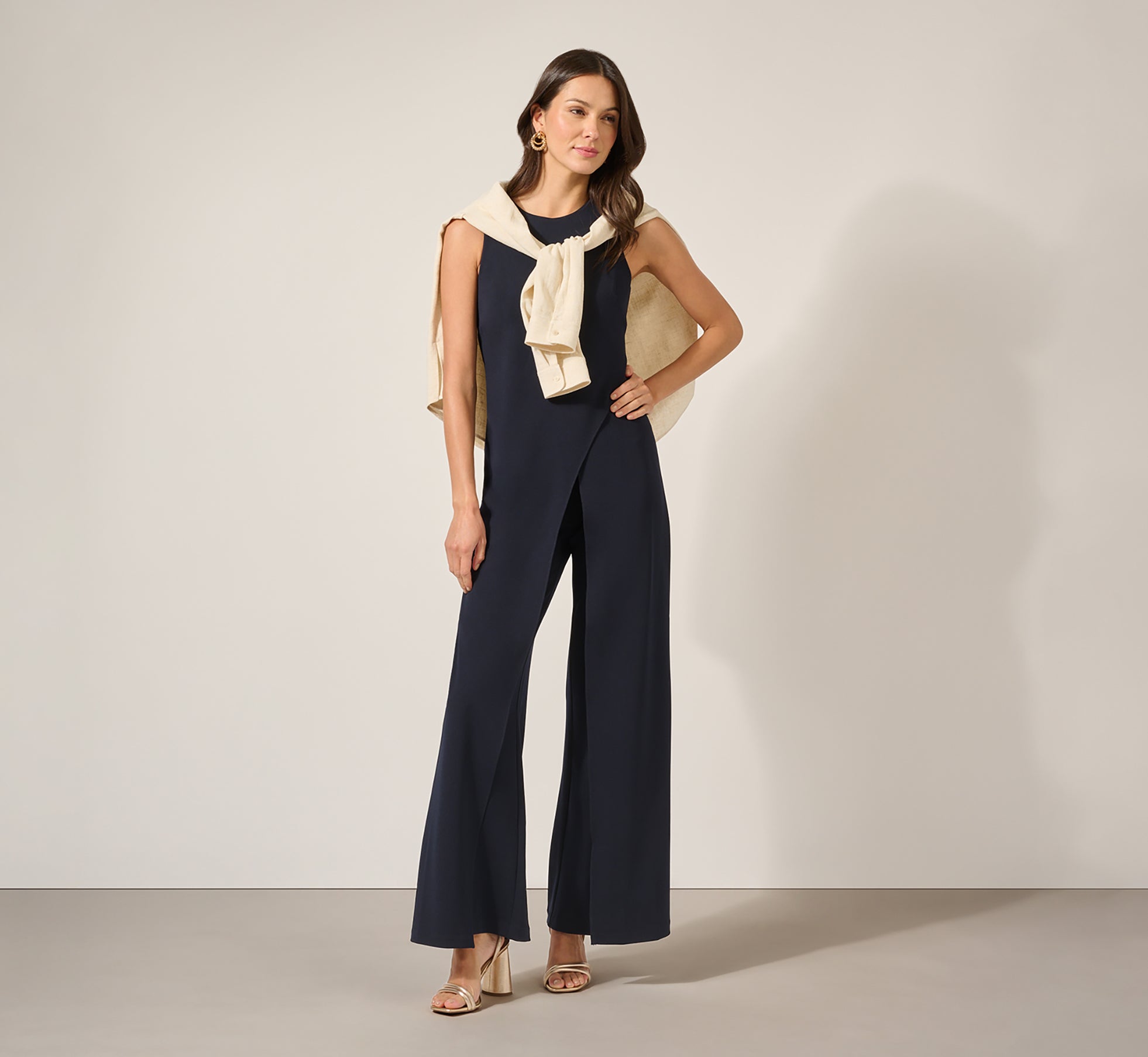 Sleeveless Asymmetrical Jumpsuit In Midnight