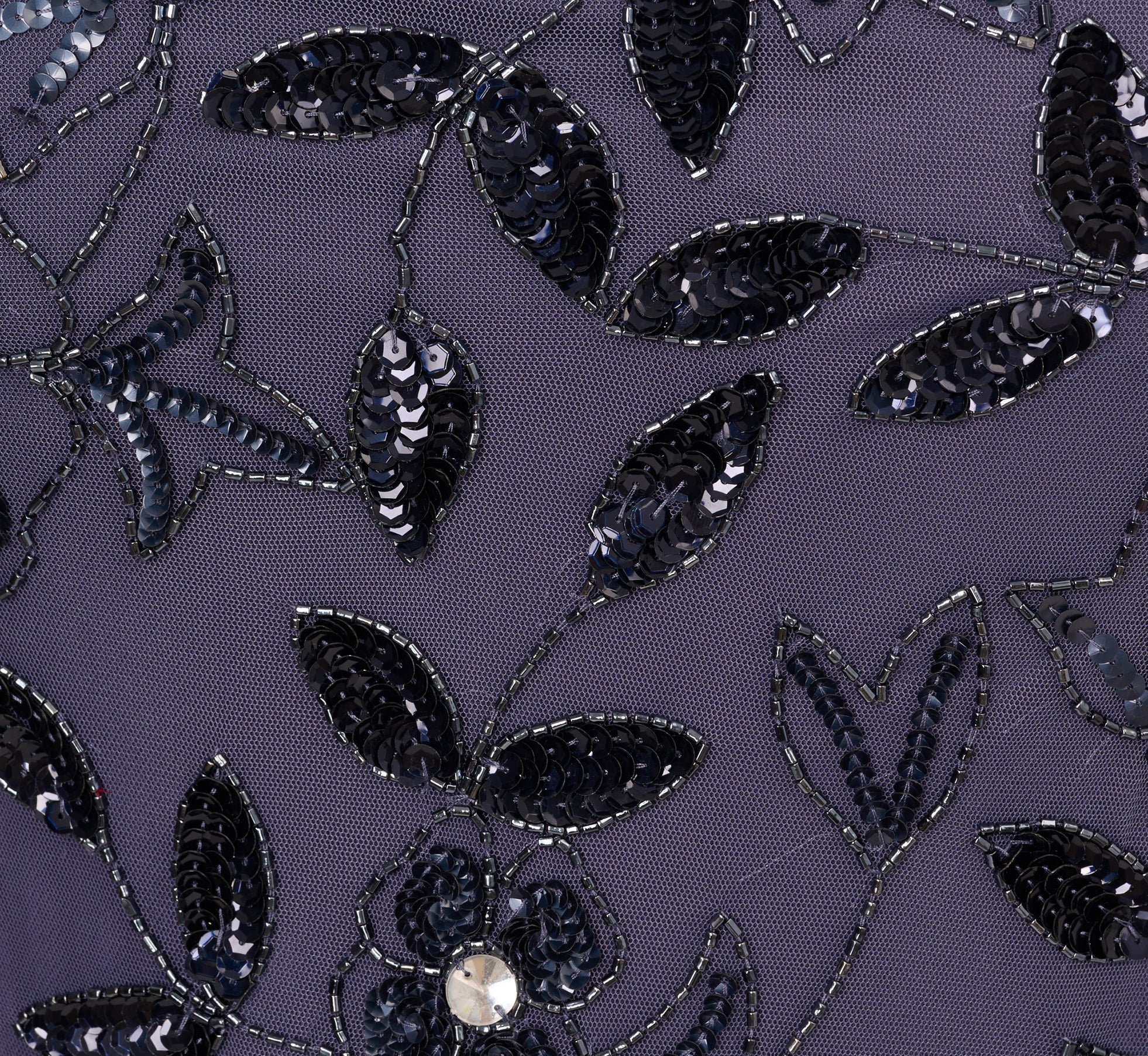 Plus Size Hand Beaded Short Sleeve Floral Godet Gown In Smoky Peri