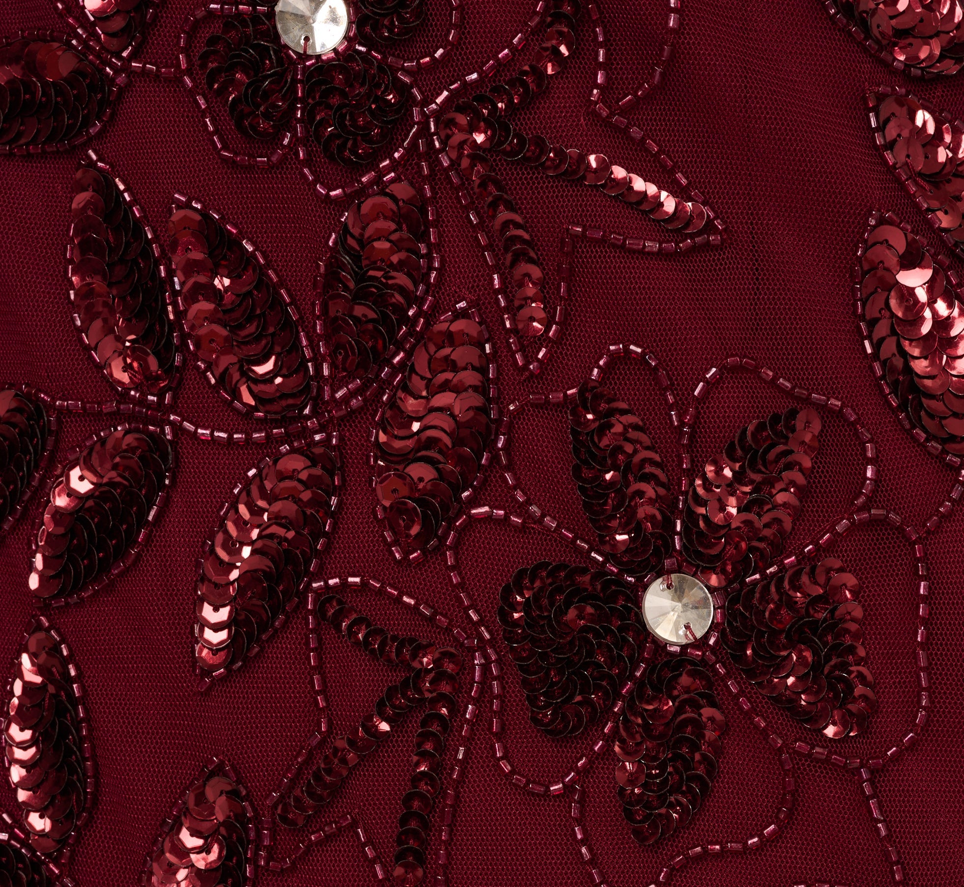 Hand Beaded Short Sleeve Floral Godet Gown In Mahogany