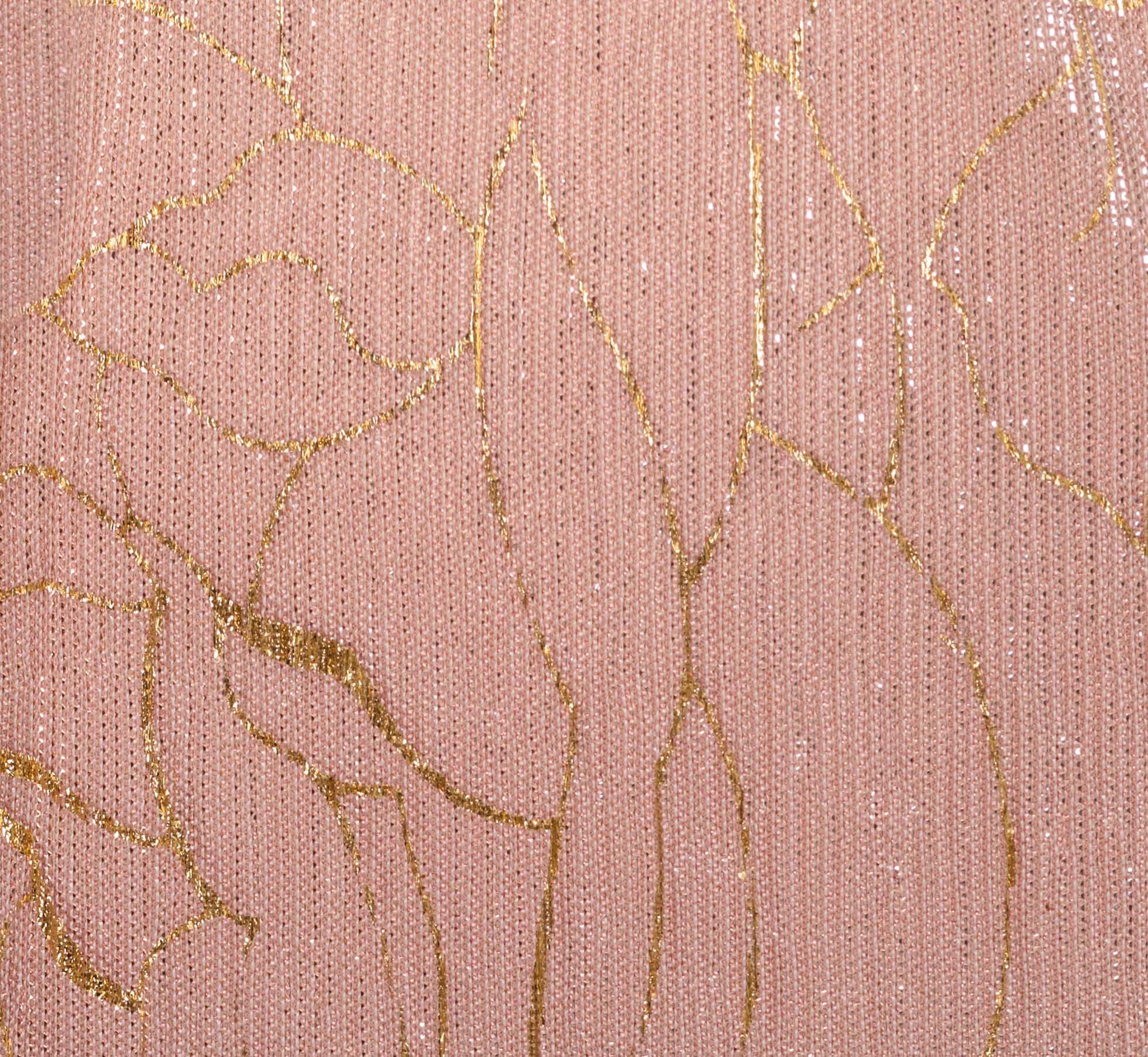 Plus Size Metallic Mesh Draped Gown In Rose Gold