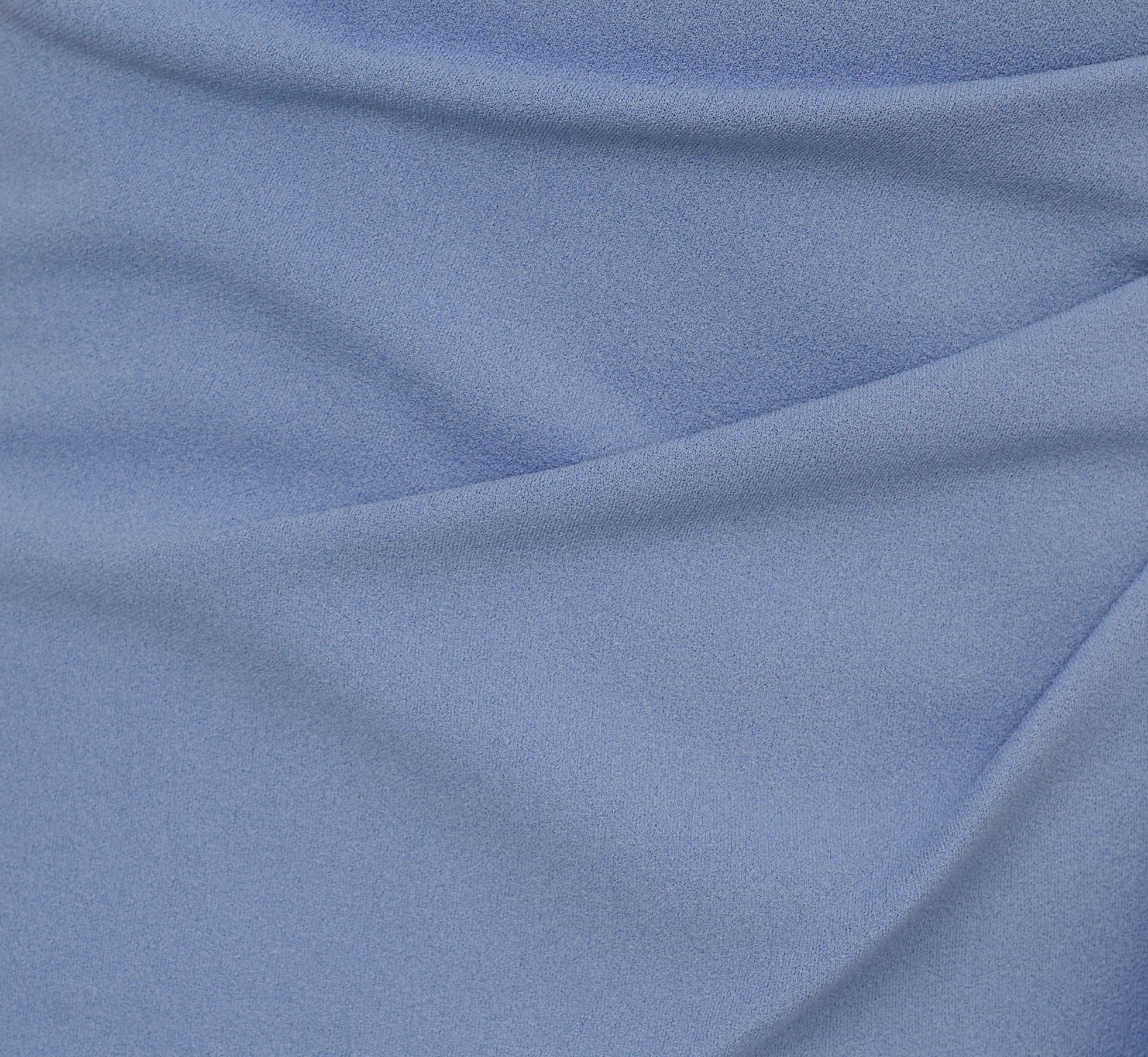 High Low Crepe Halter Gown With Organza Draping In French Blue