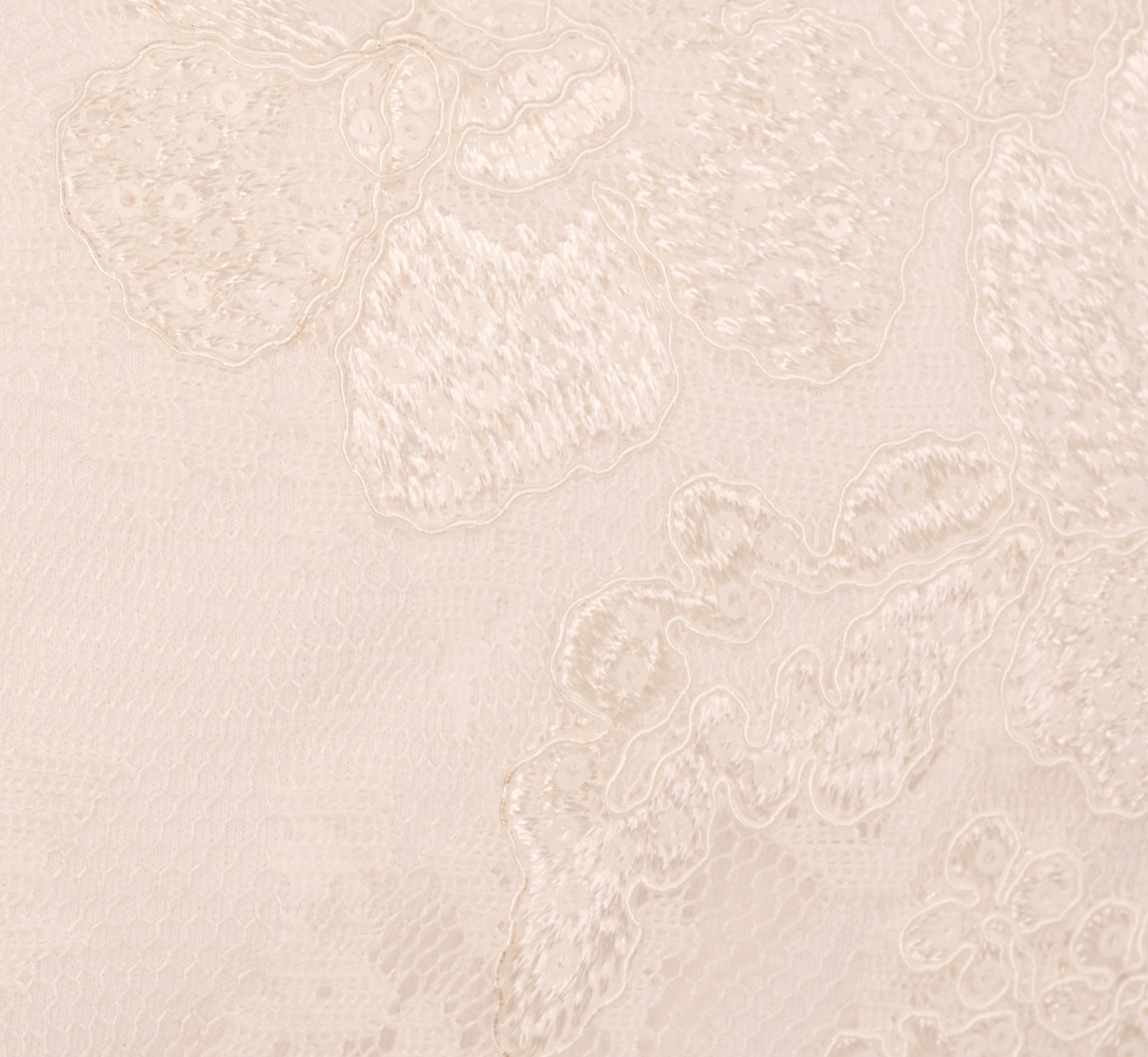 Sleeveless Floral Lace Dress With Feather Trim In Ivory