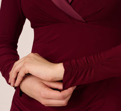 Tuxedo Mermaid Gown With Long Sleeves In Red Wine