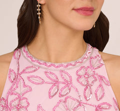 Sleeveless Blouson Mermaid Gown With Jasmine Beading In Pink Lace