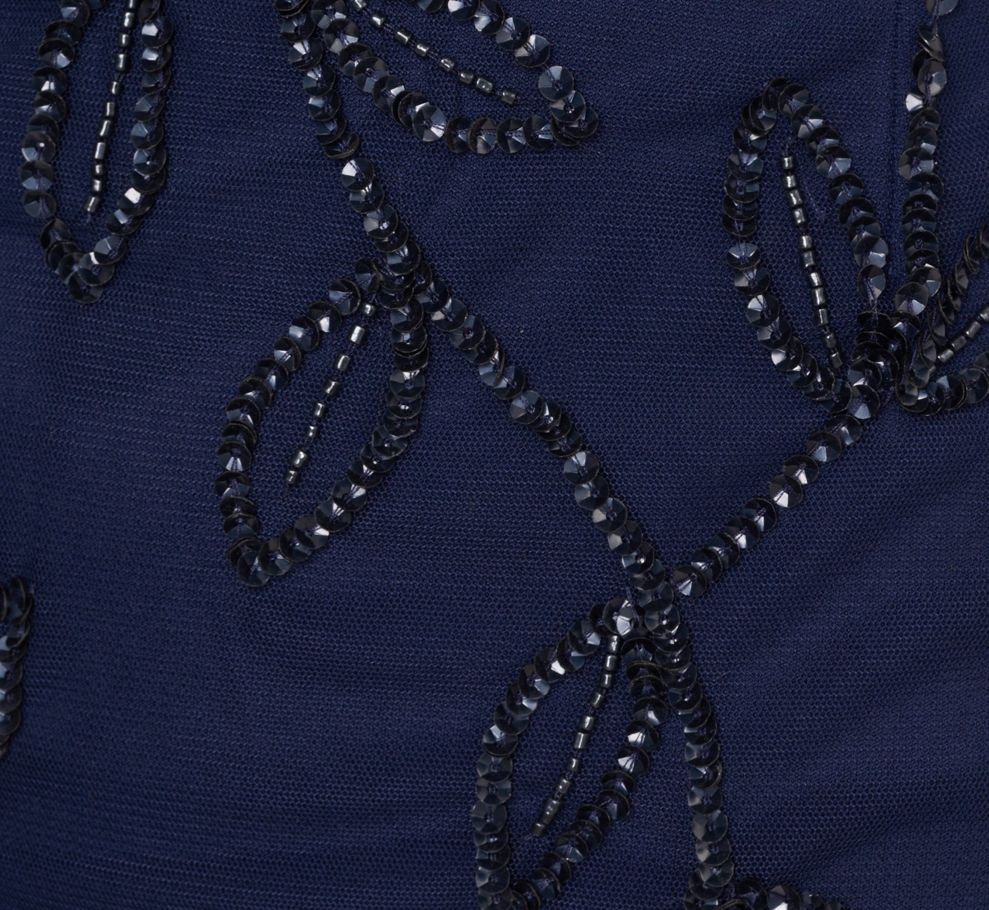 Sleeveless Blouson Mermaid Gown With Jasmine Beading In Light Navy