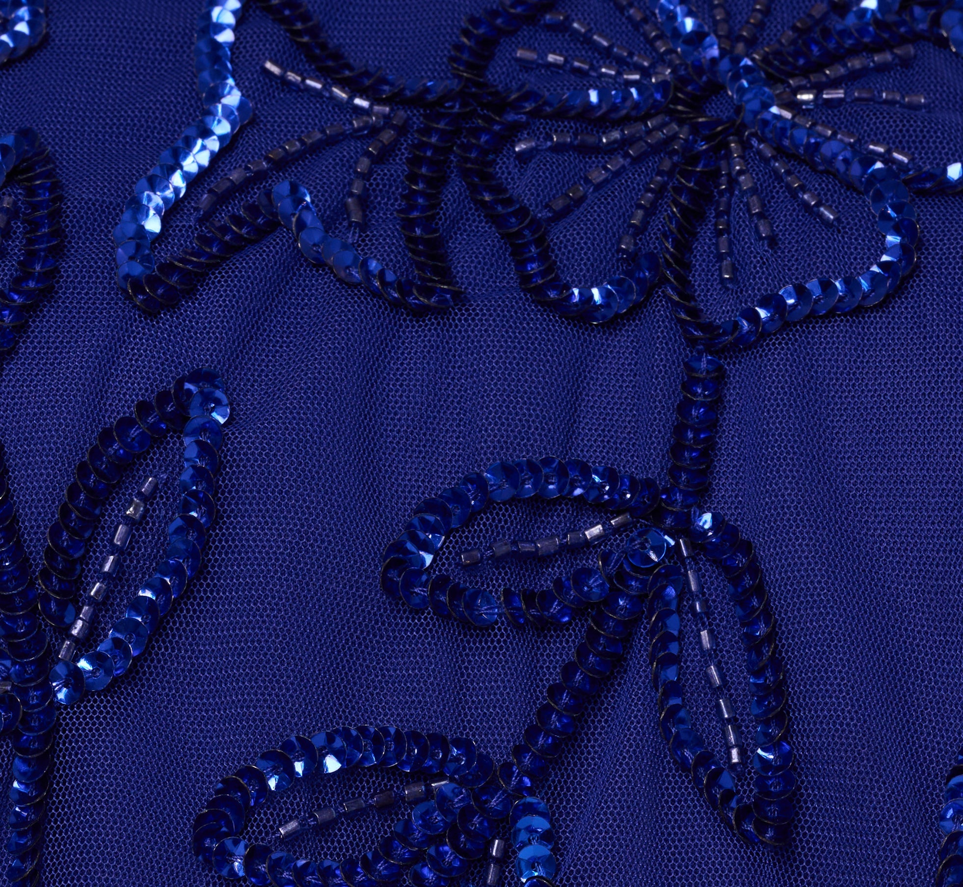 Sleeveless Blouson Mermaid Gown With Jasmine Beading In Dark Blue Violet