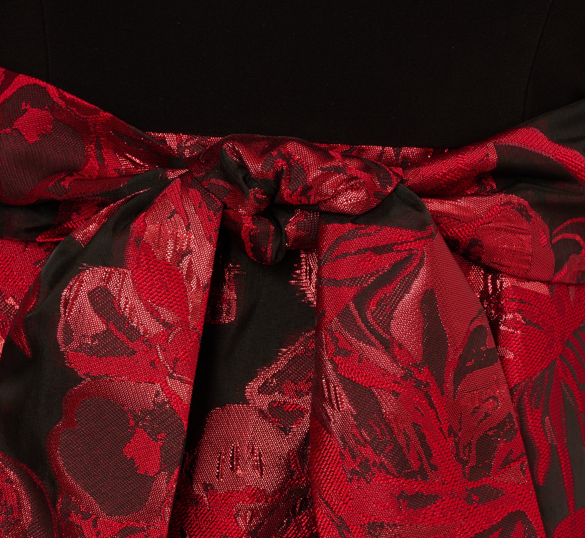 Combo Floral Jacquard Dress In Black Red