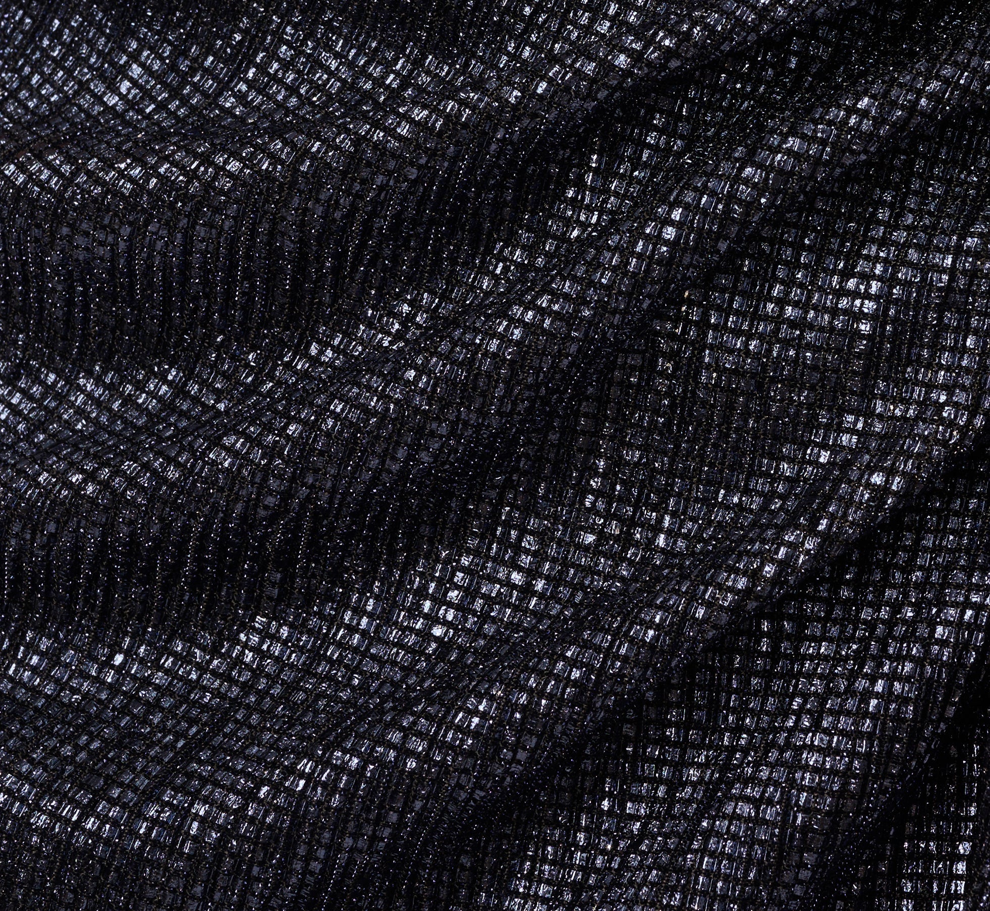 Draped Metallic Foil Long Dress In Navy