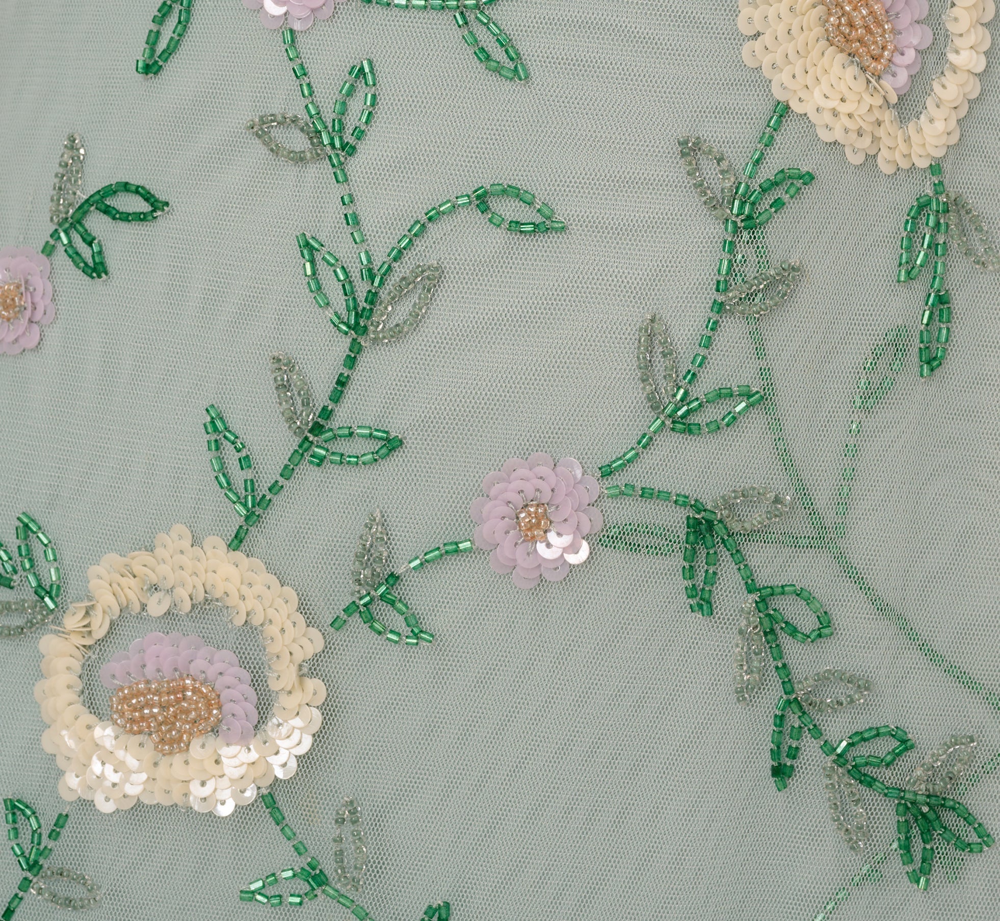 Flutter Sleeve Beaded Wrap Dress In Aqua Dust