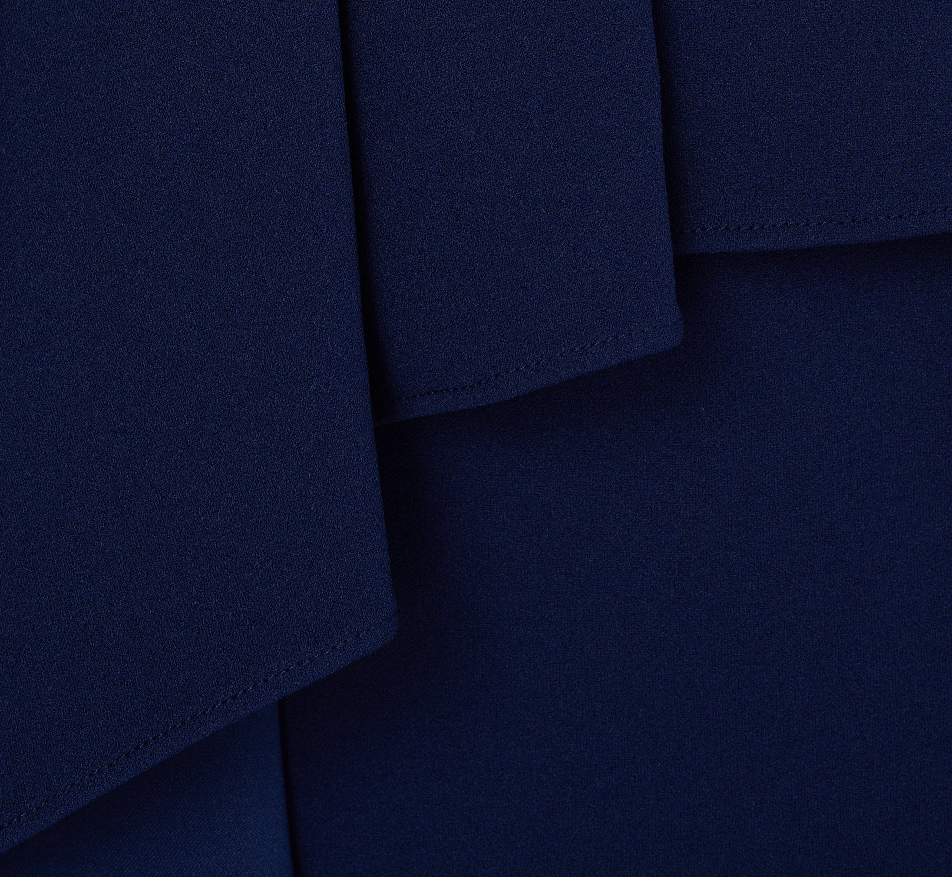 Cap Sleeve Draped Peplum Gown In Navy Sateen