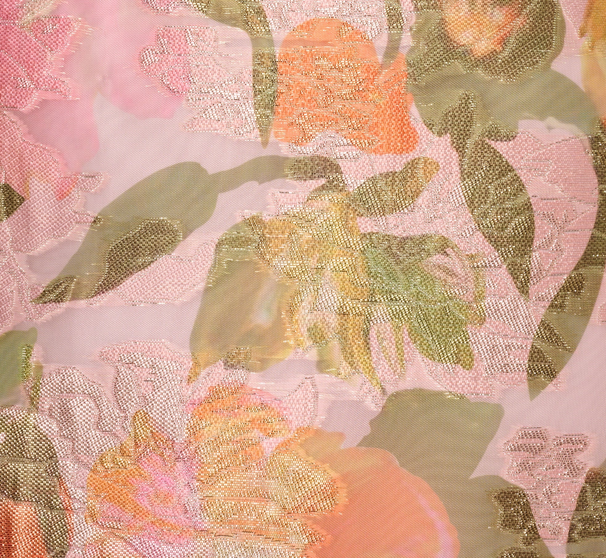 Plus Size Metallic Floral Jacquard Midi Dress In Yellow Orange Multi