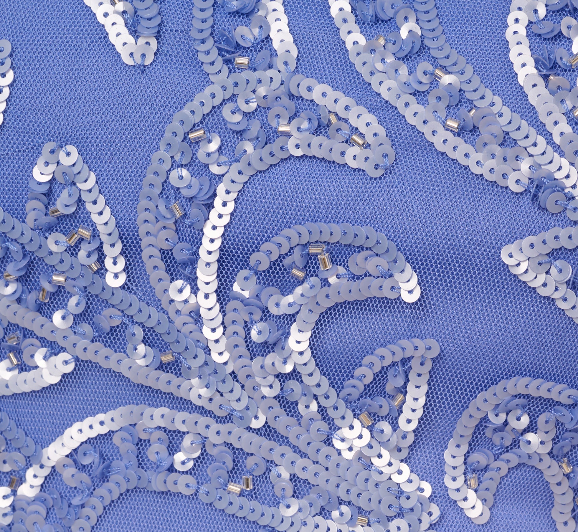 Sleeveless Beaded Scrollwork Sheath Dress In Peri Blue