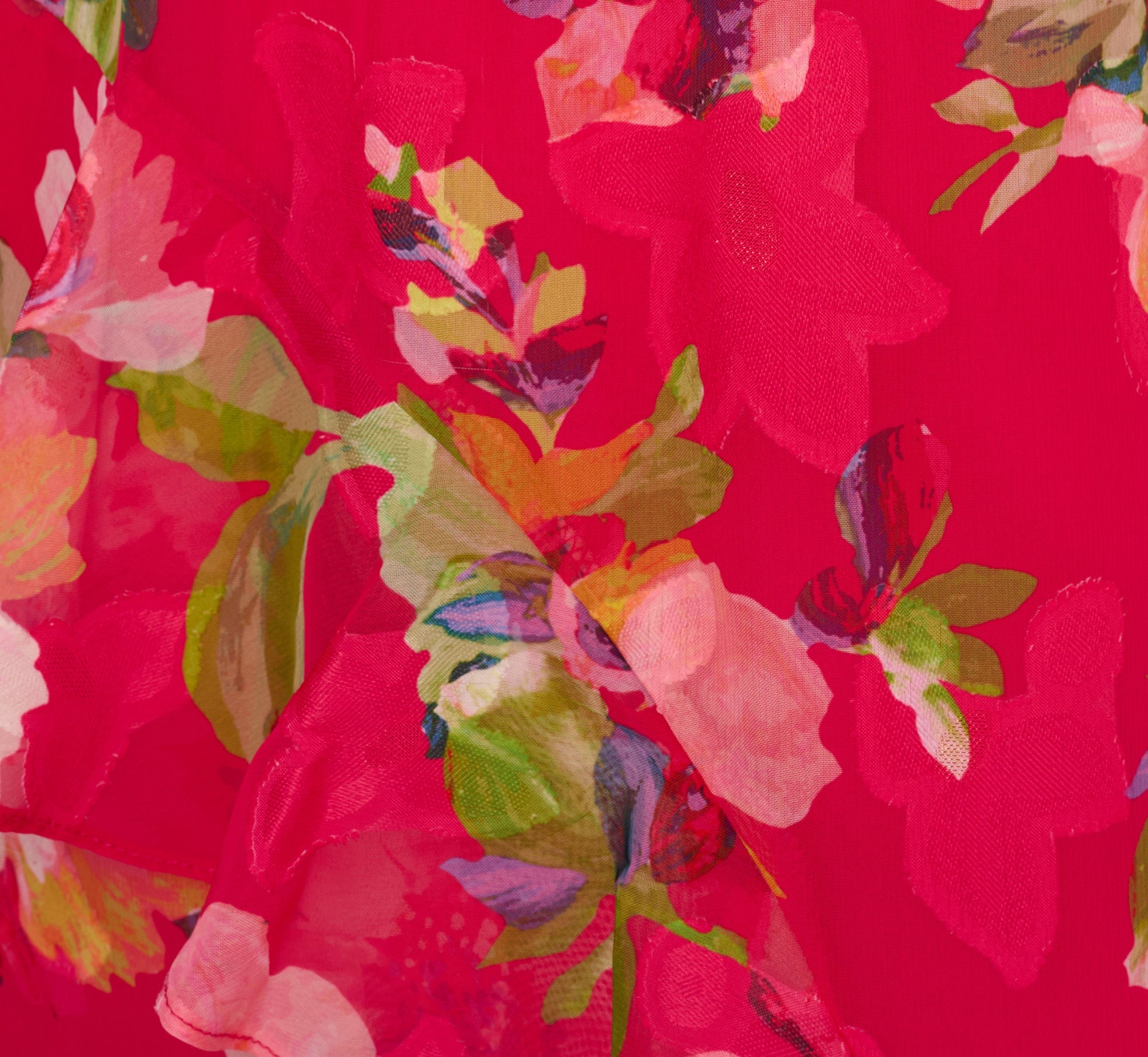 Floral Chiffon Keyhole Halter Maxi Dress In Pink Multi