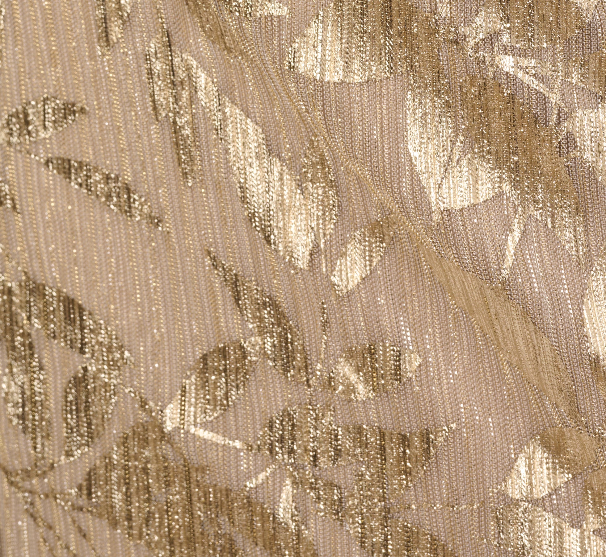 Off Shoulder Foil Leaf Mermaid Gown In Champagne Gold