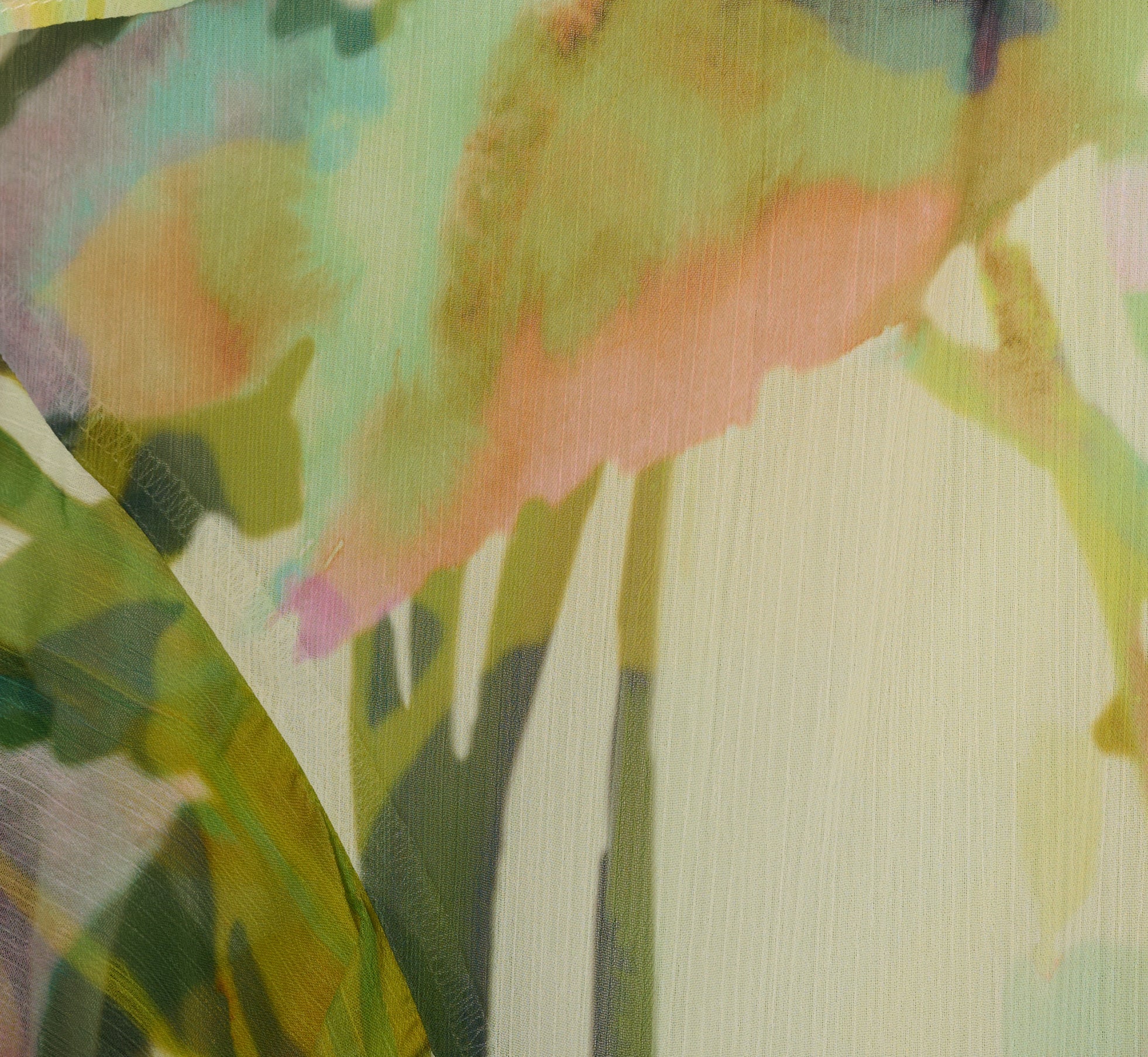 Sleeveless Floral Chiffon Ruffle Cascade Gown In Green Multi