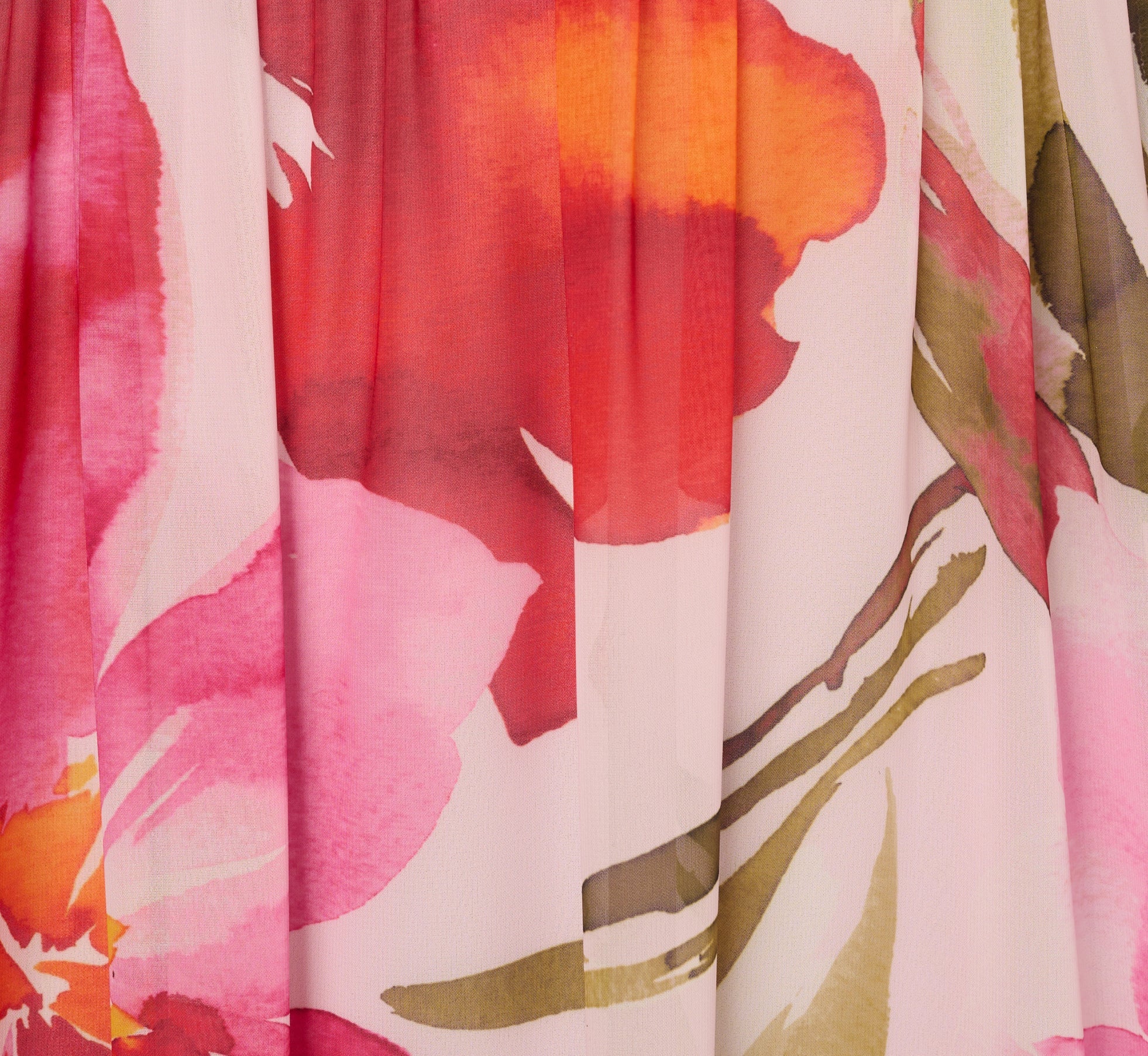 Plus Size Sleeveless Surplice Floral Chiffon Gown In Pink Orange Multi