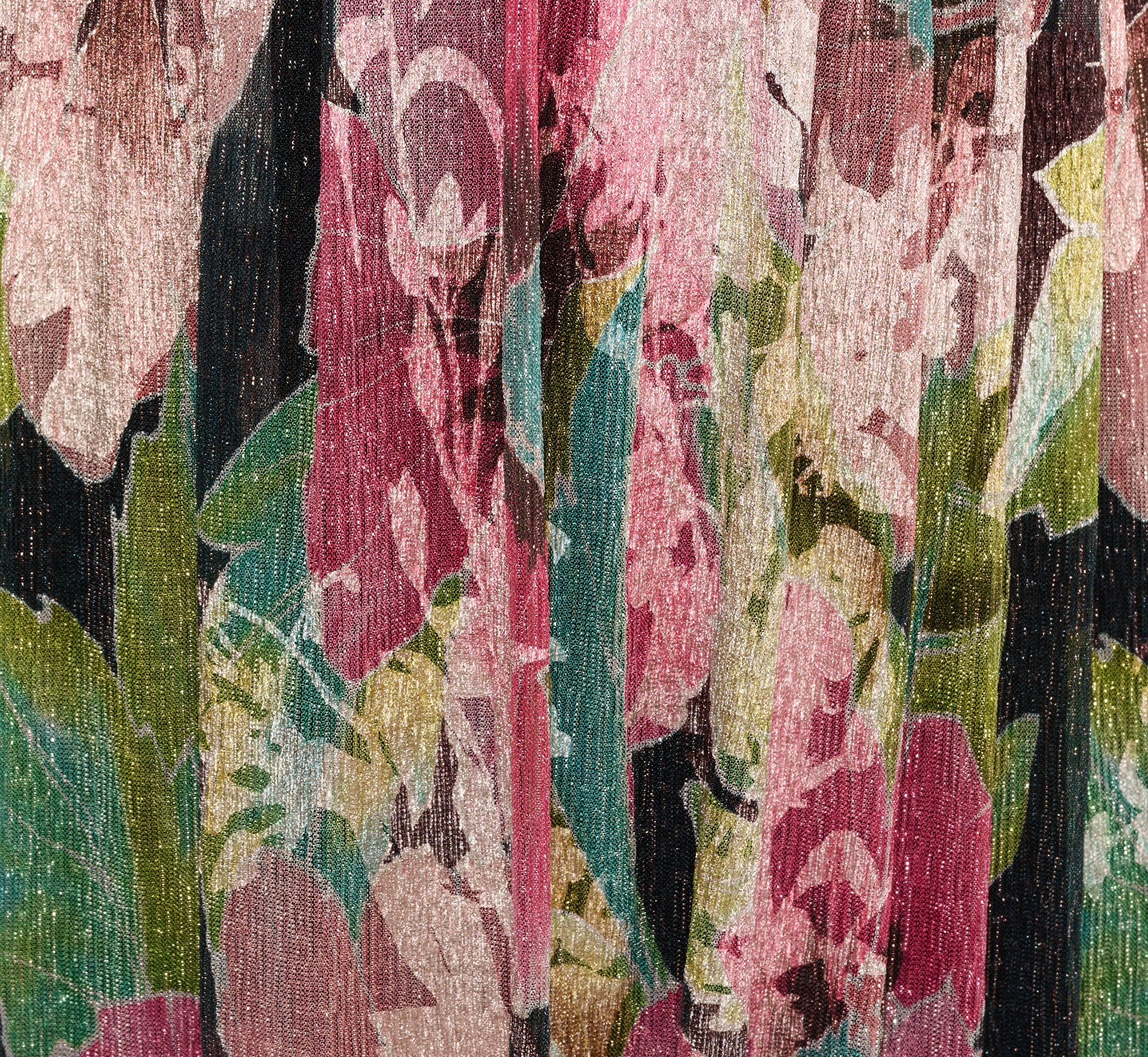 Plus Size Flutter Sleeve Metallic Floral Gown In Navy Pink Multi