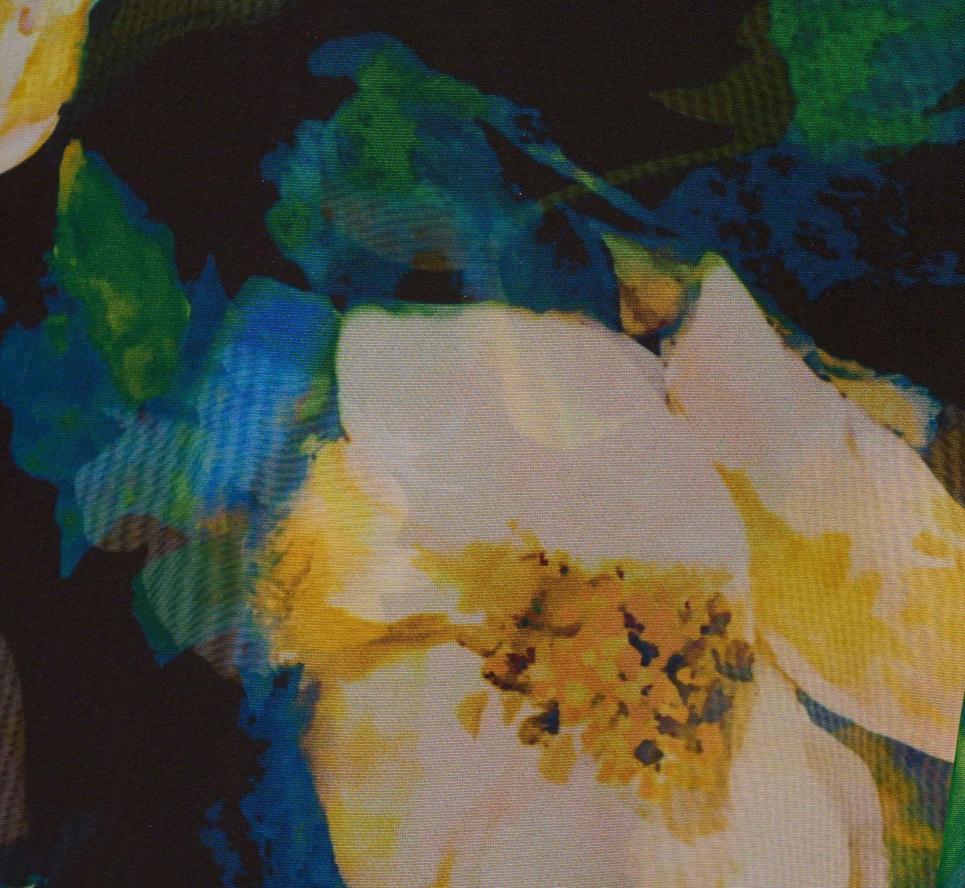 One Shoulder Floral Chiffon High Low Midi Dress In Black Yellow Multi