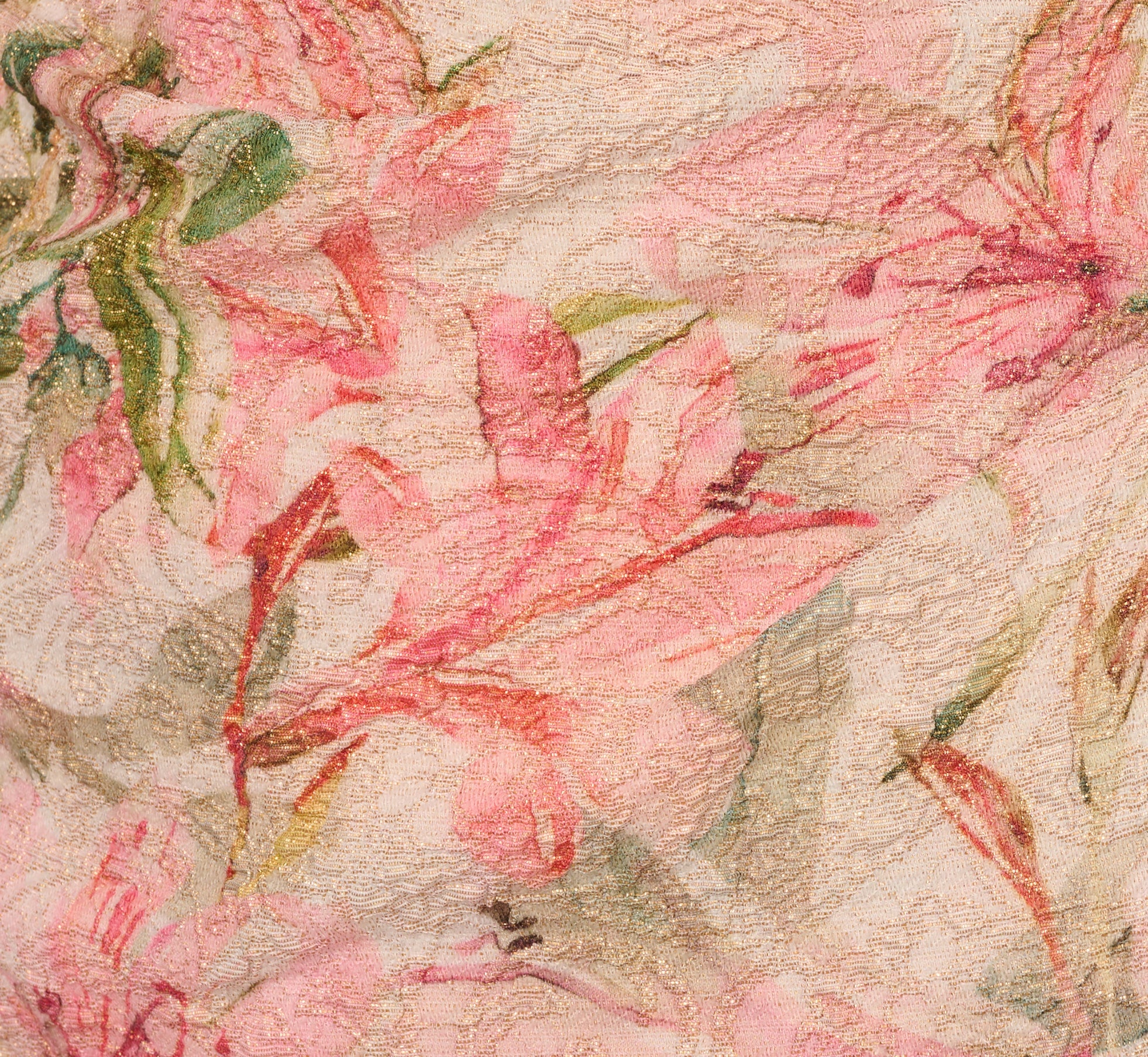 Sleeveless Metallic Floral Matelasse Gown In Coral Multi