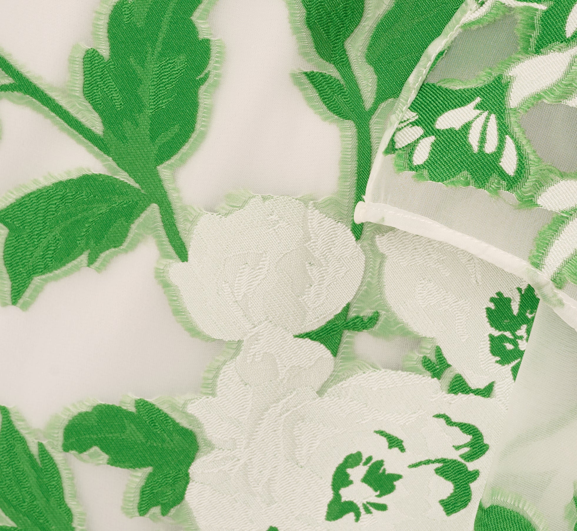 Sleeveless Organza Jacquard Mermaid Midi Dress In Green Ivory