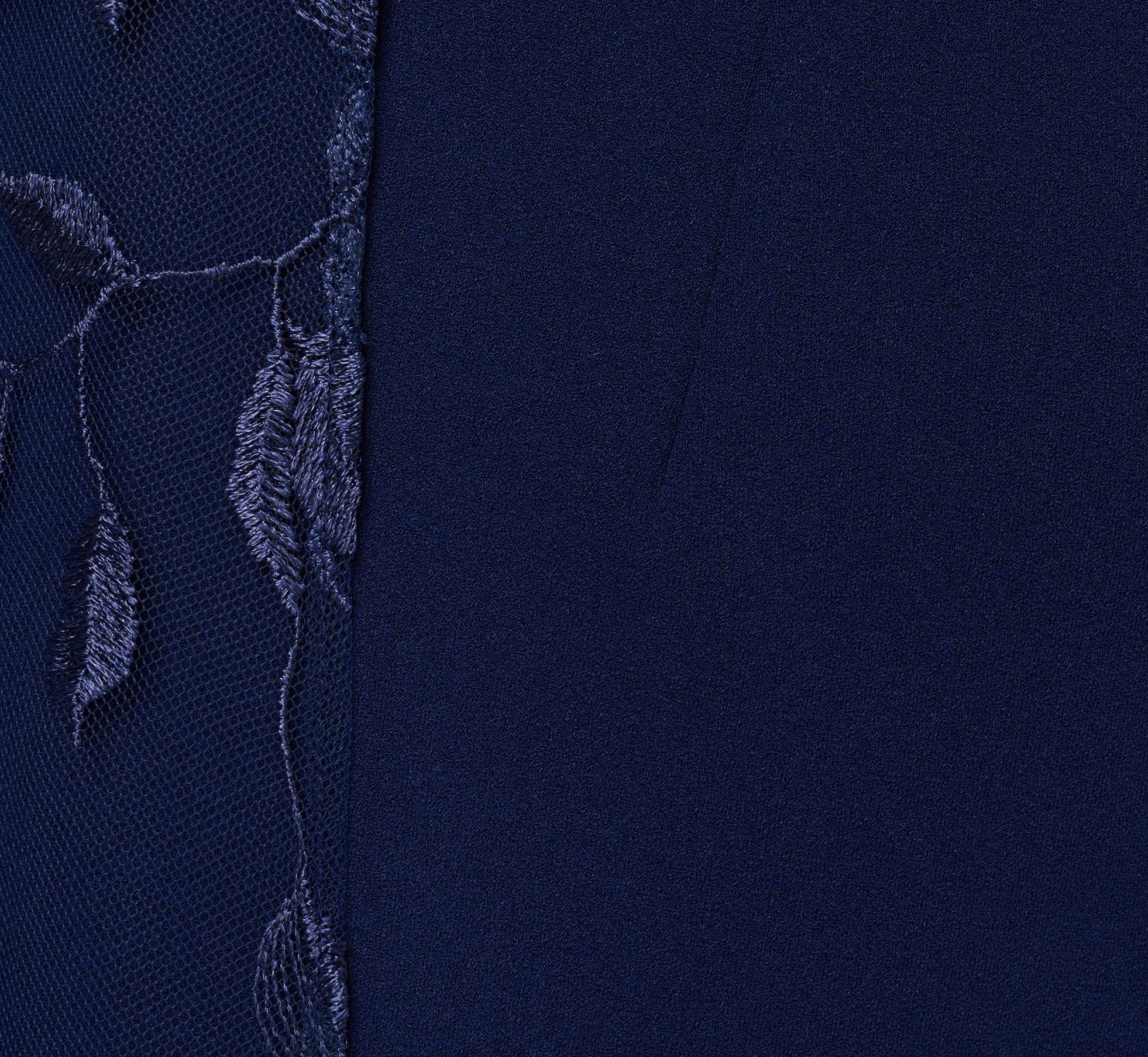 One Shoulder Floral Cape Sleeve Dress In Navy Sateen