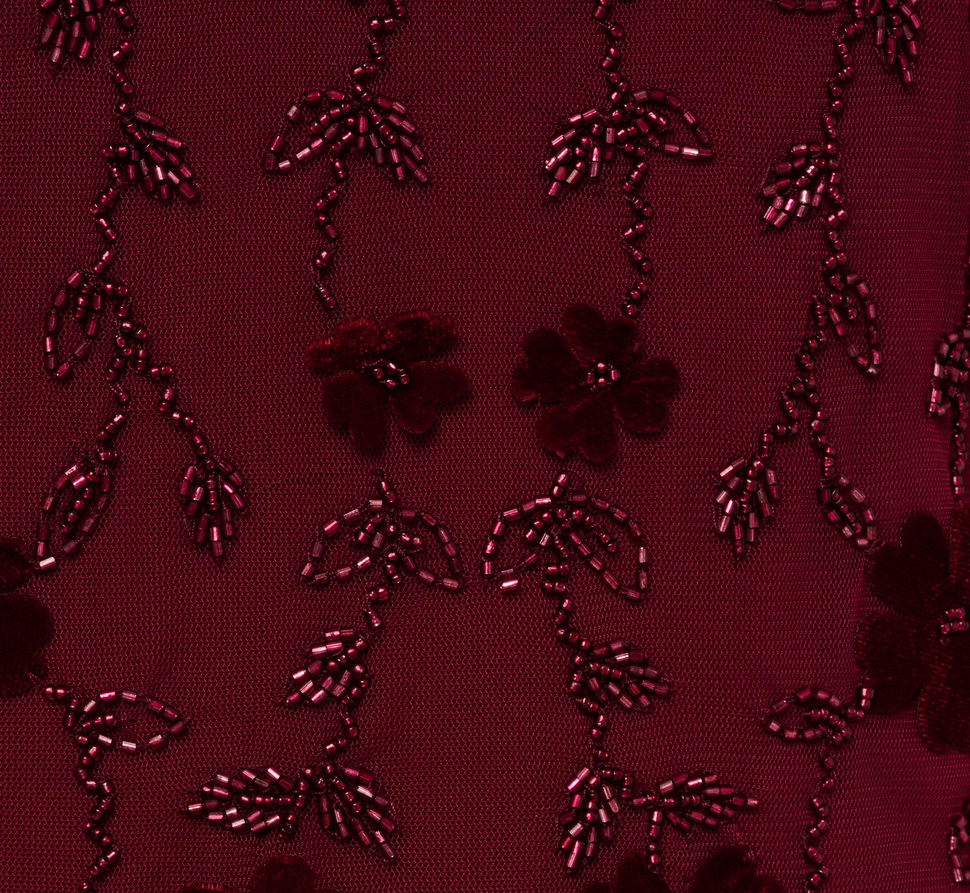 Plus Size Three Quarter Sleeve Velvet Floral Bead Sheath Dress In Mahogany