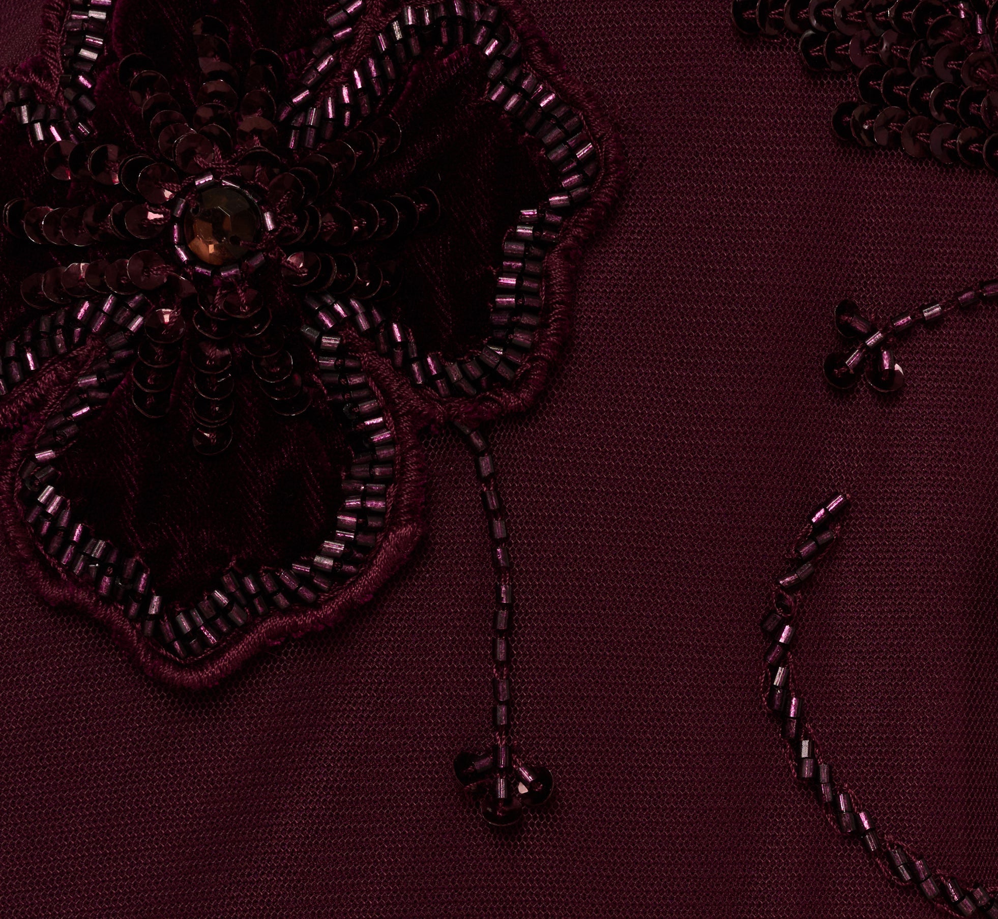 Sleeveless Velvet Beaded Floral Gown In Night Plum