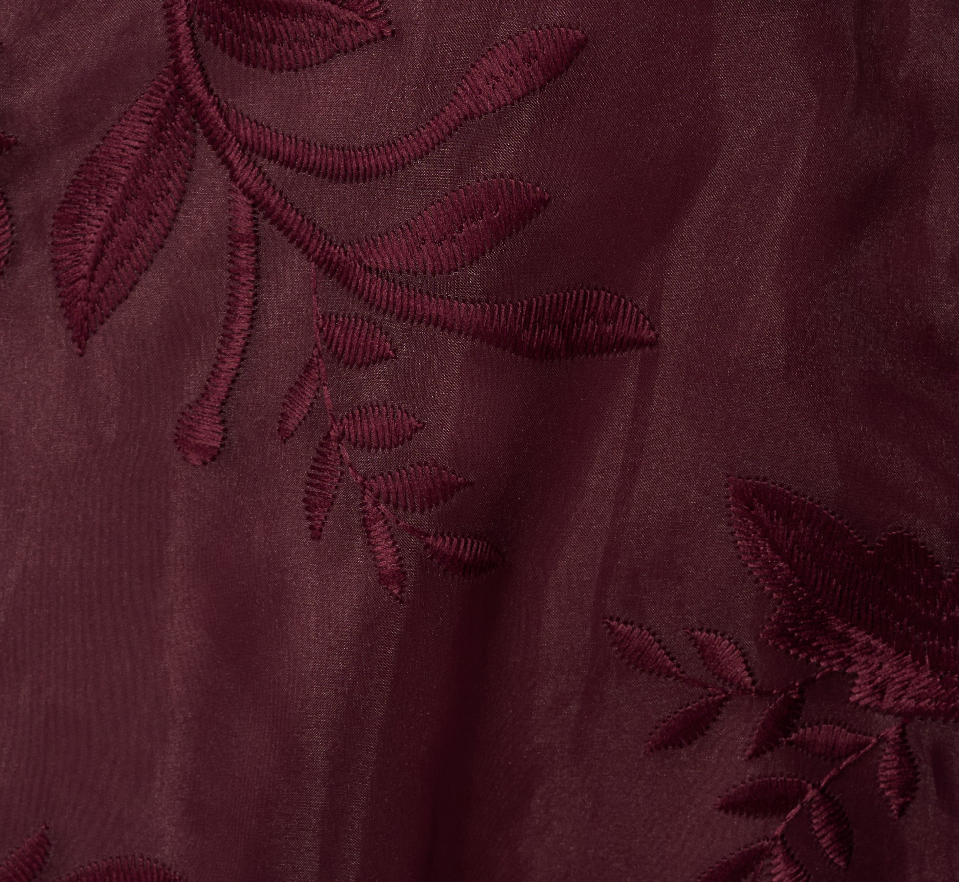 One Shoulder Floral Embroidered Gown In Raisin