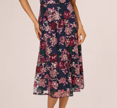 Sleeveless Illusion Sequin Midi Dress In Midnight Multi