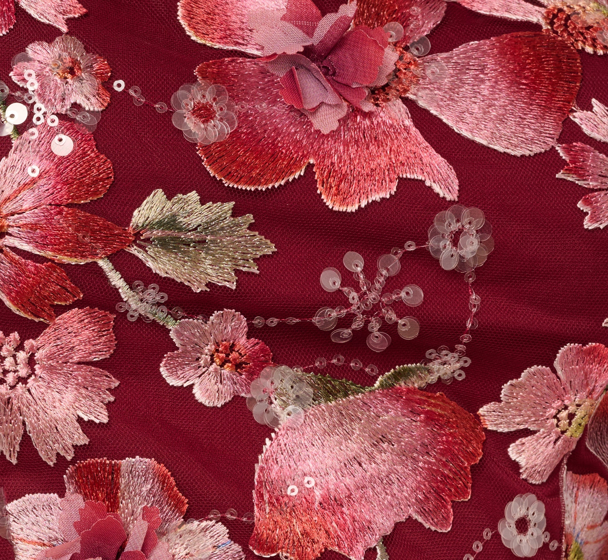 Floral Sequin Embroidery Midi Sheath Dress In Plum Multi