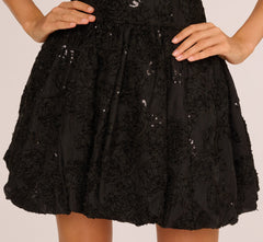 Sleeveless Sequin Soutache Bubble Cocktail Dress In Black