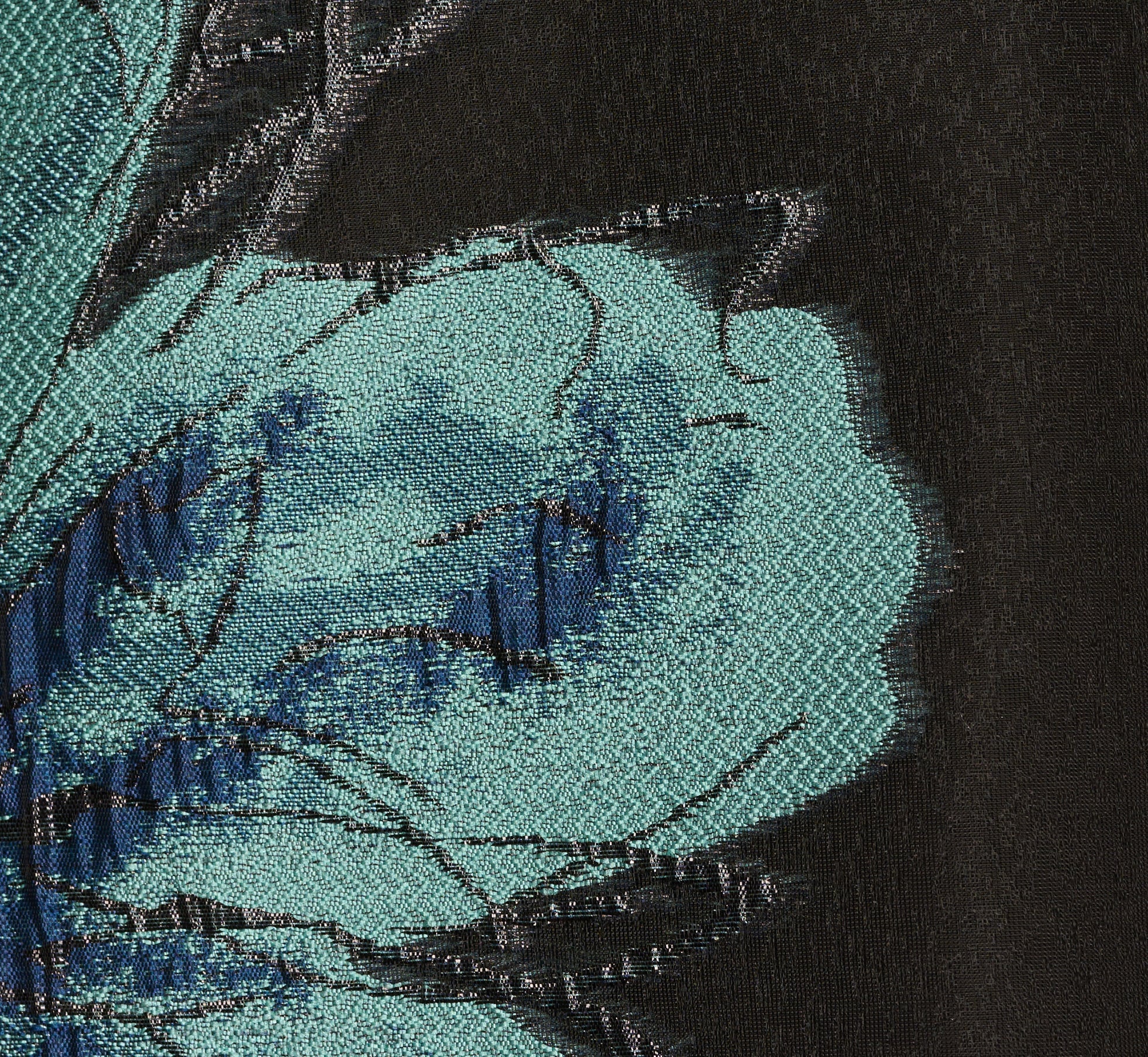 Floral Jacquard Belted A Line Midi Dress In Black Multi