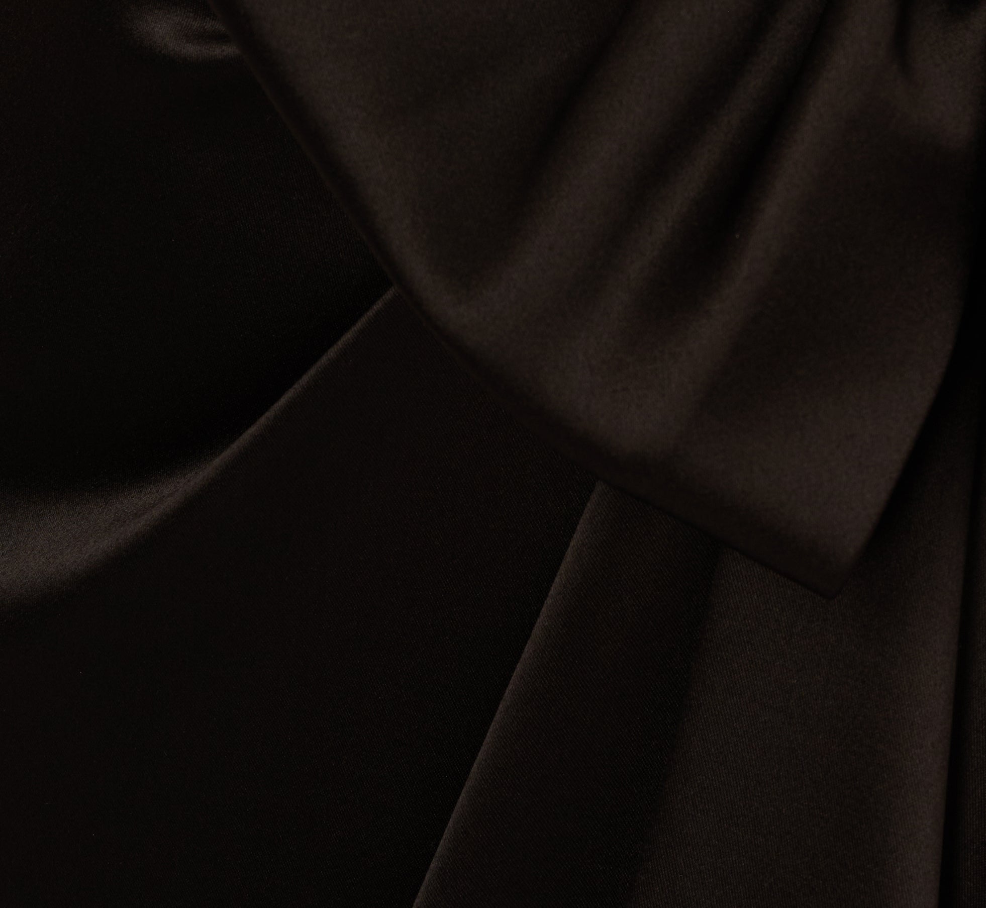 Long Sleeve Satin Bow Gown In Black