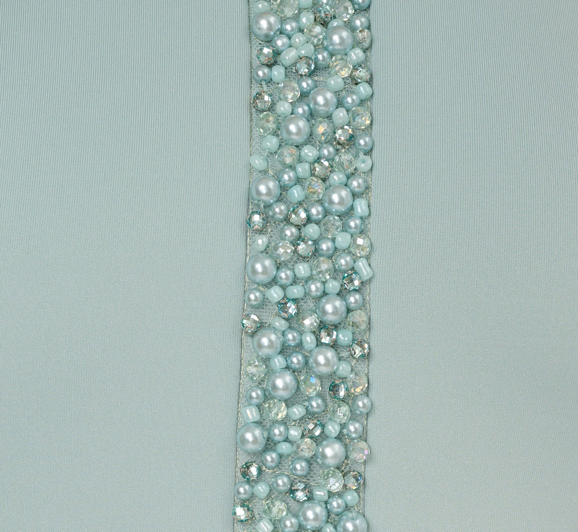 Sleeveless Pearly Halter Peplum Gown In Aqua Dust