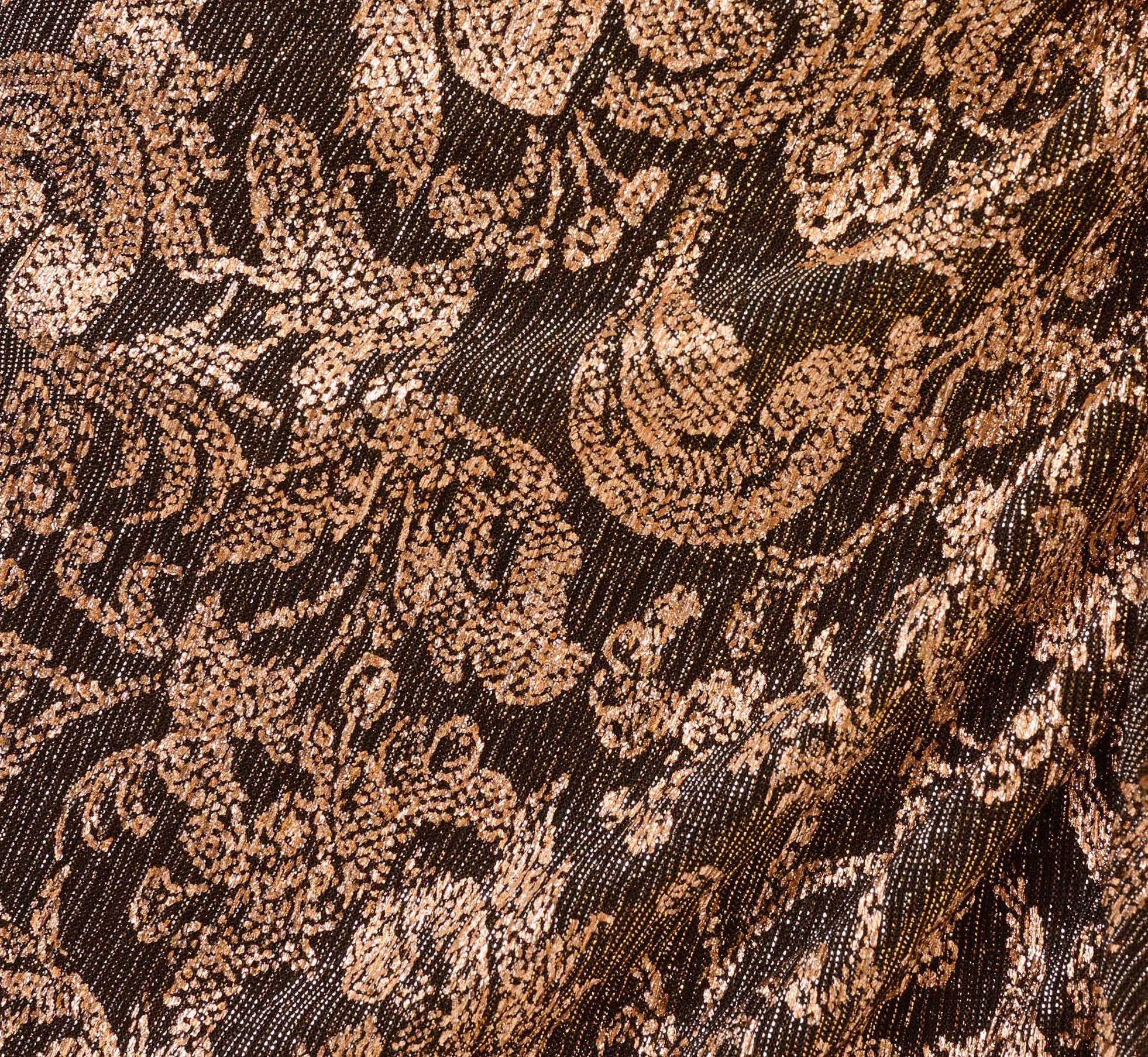 Sleeveless Asymmetrical Damask Metallic Gown In Chocolate