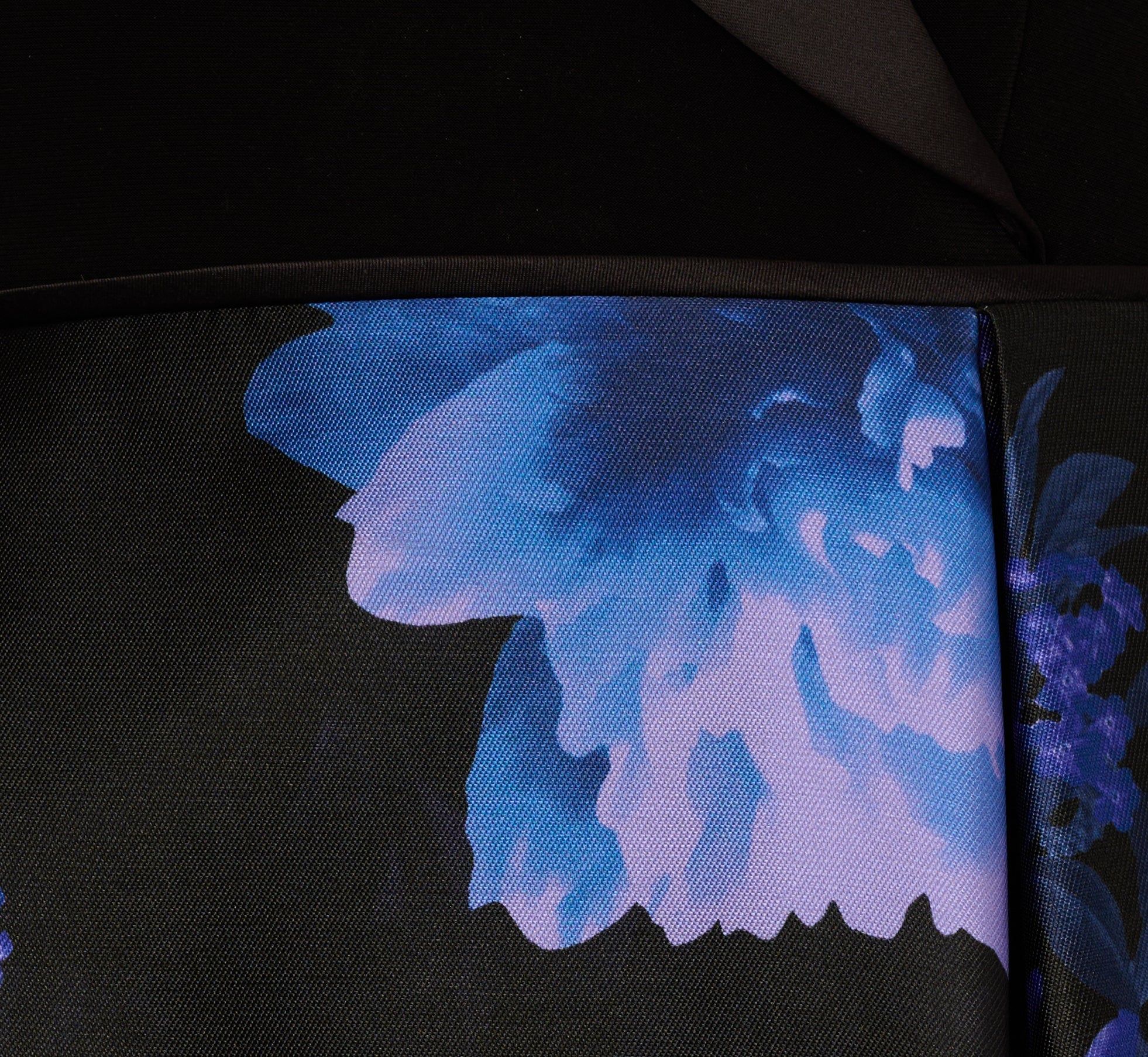 Long Sleeve Floral Tuxedo Combo Ballgown In Black Multi