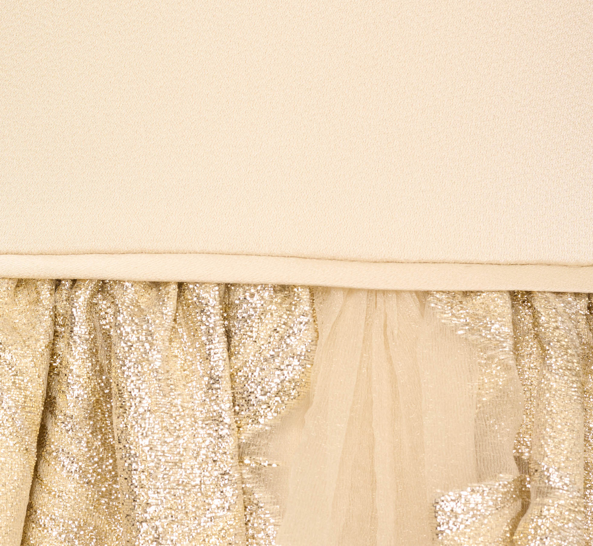 Metallic Jacquard Sleeveless Ball Gown With Crinoline Details In Light Gold