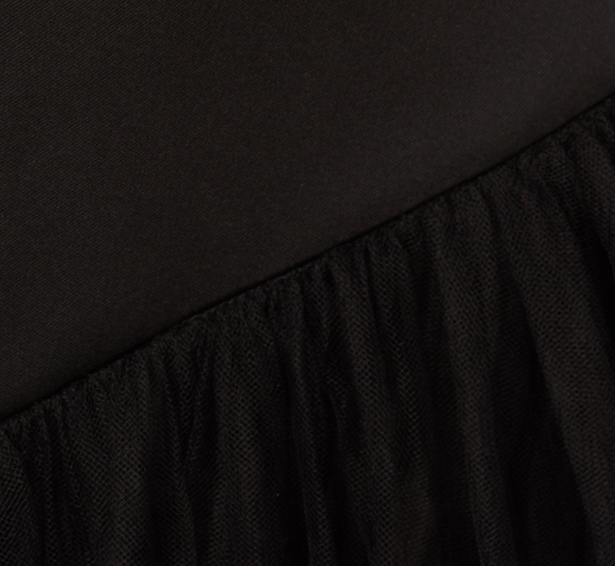 Strapless Mikado Ball Gown With Mesh Skirt In Black