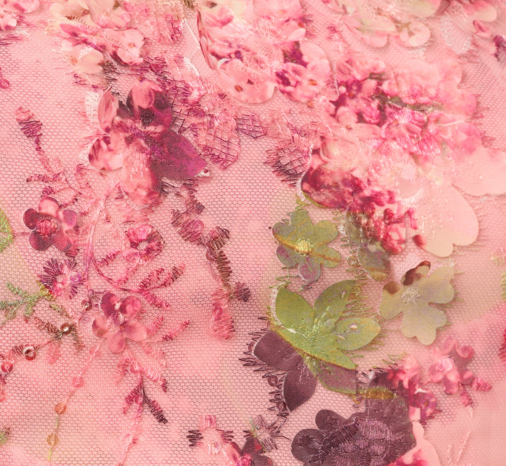 Sleeveless Embroidered Side Flounce Midi Dress In Pink Multi