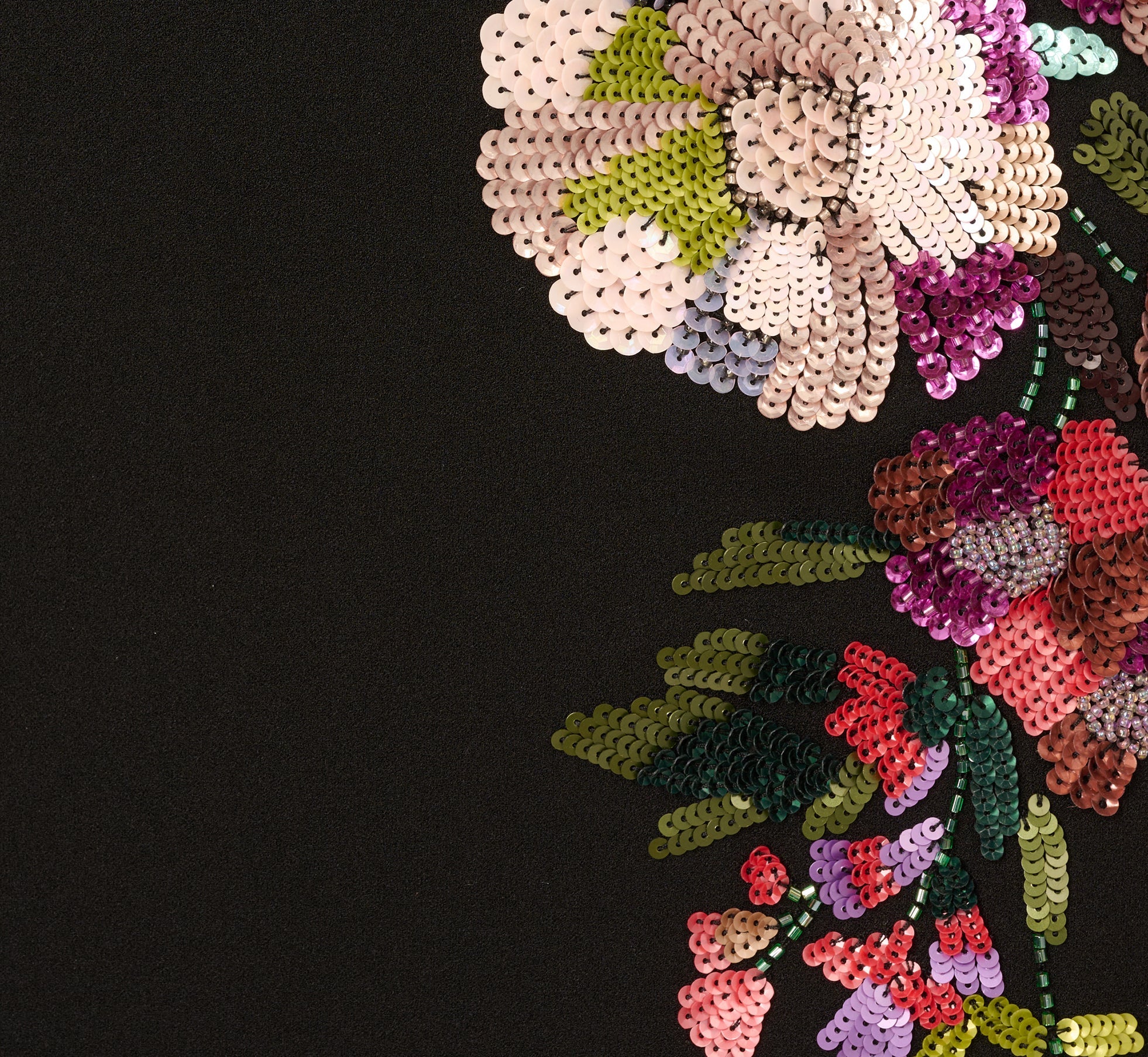 Sleeveless Sequin Flower Sheath Midi Dress In Black