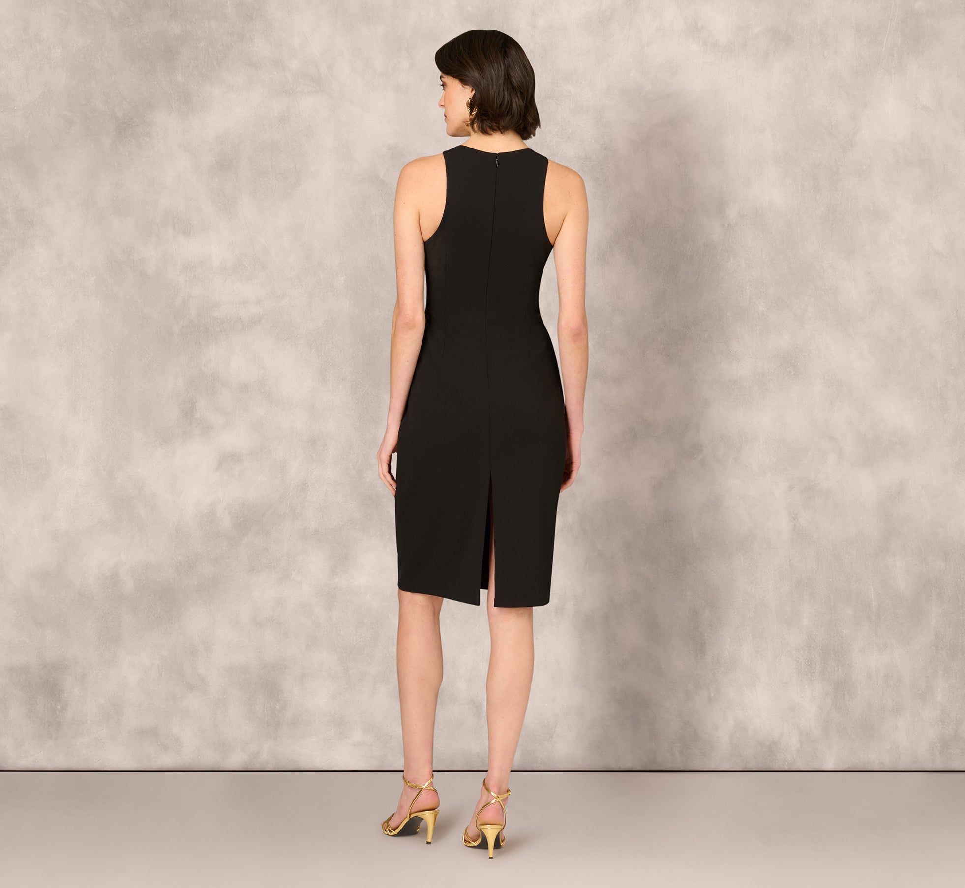 Sleeveless Sequin Flower Sheath Midi Dress In Black